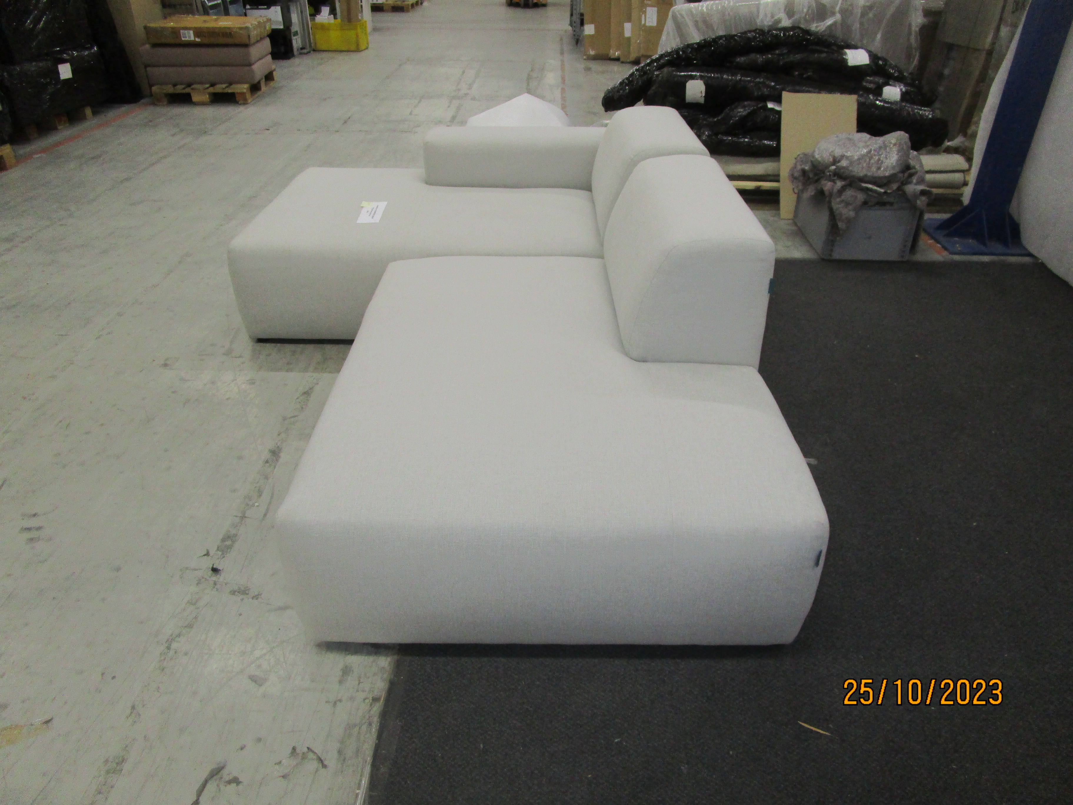 Pyllow Sofa Récamiere Links Webstoff Lichtgrau