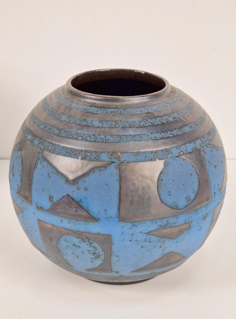 Set Vintage Vase Keramik Blau 