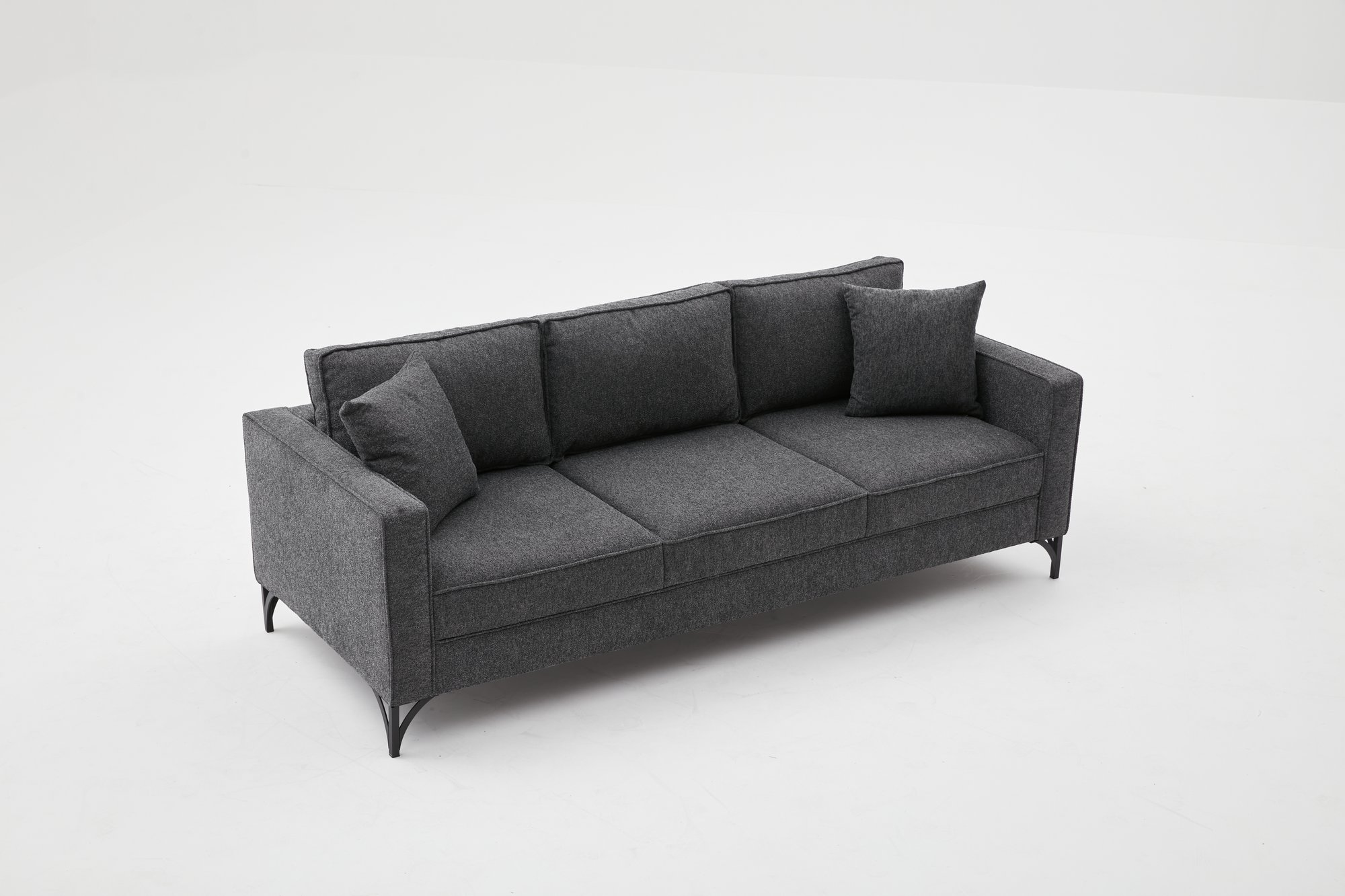 Lima Sofa 3-Sitzer Anthrazit mit schwarzen Beinen