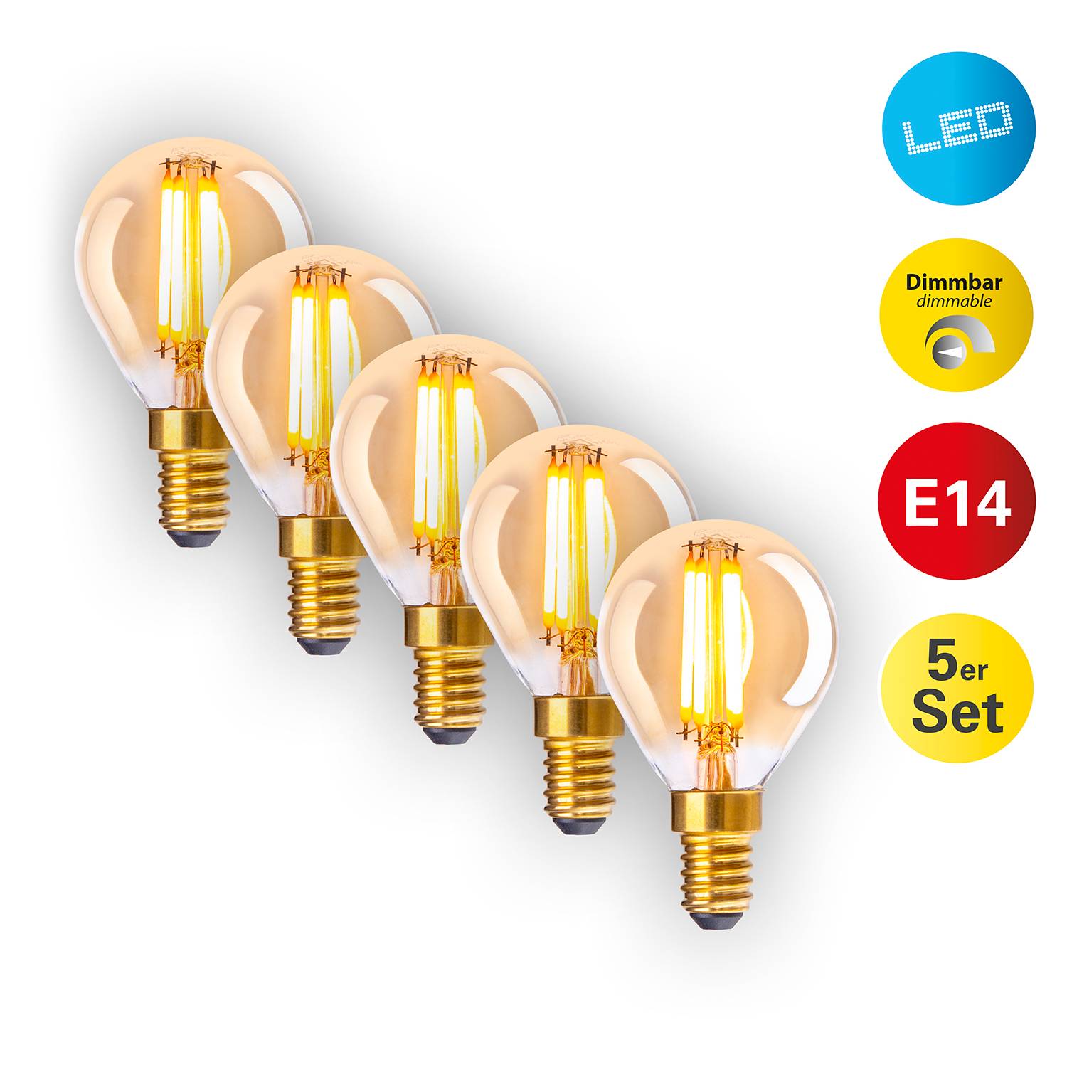 LED-Leuchtmittel Wales (5er-Set) Klarglas / Eisen 5-flammig