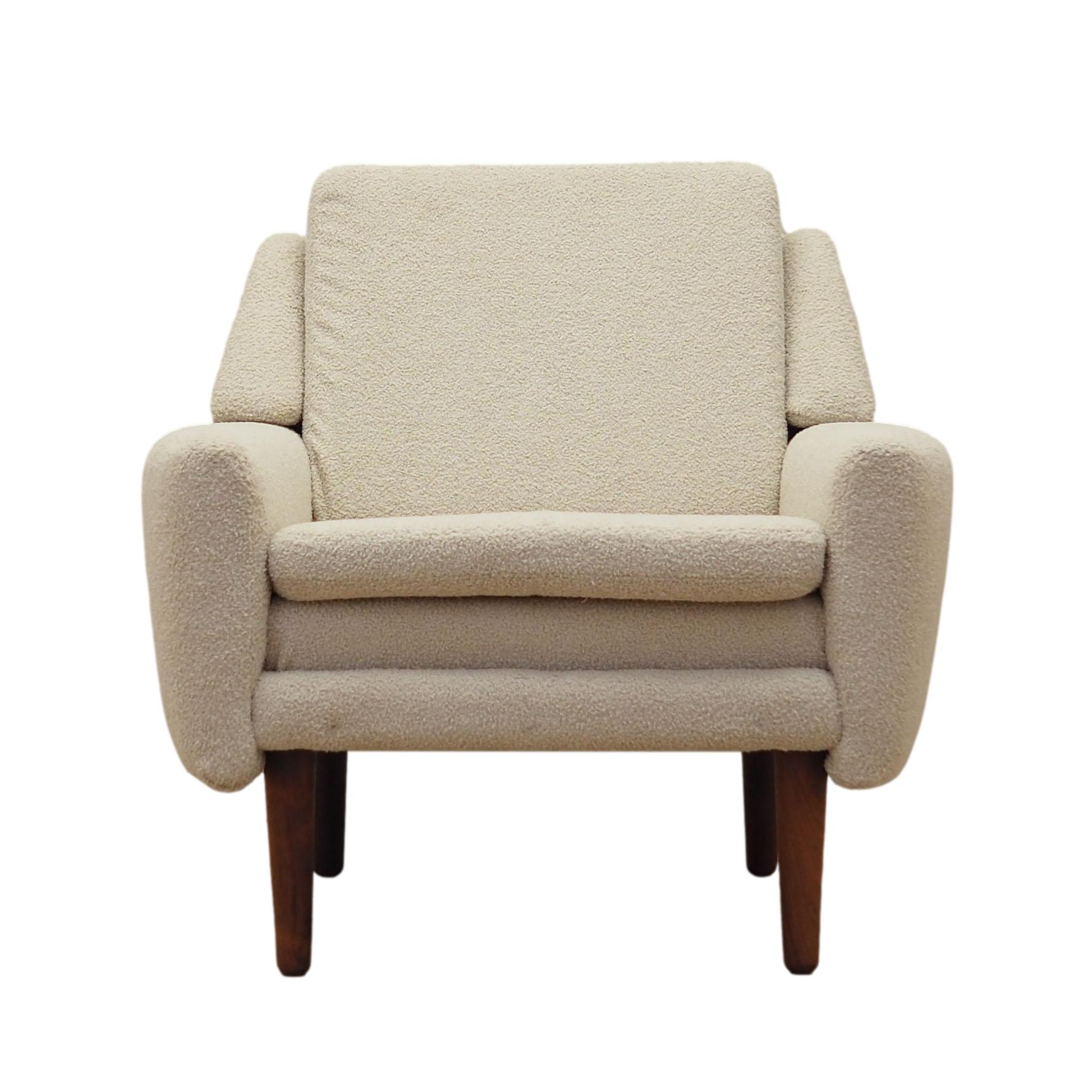 Poltrona Tessuto Legno Crema Anni '70