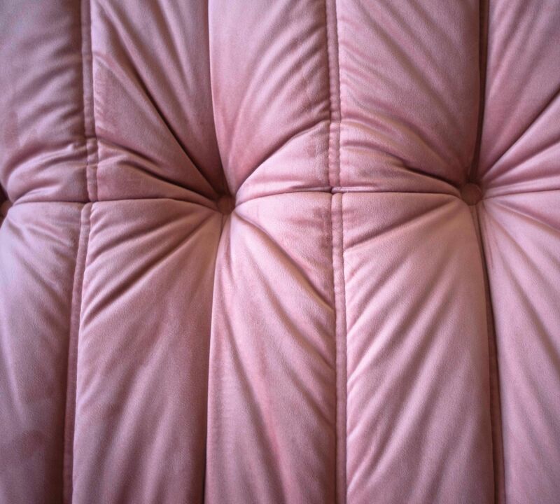 Togo Armchair and Ottoman Set Velvet Pearl Pink