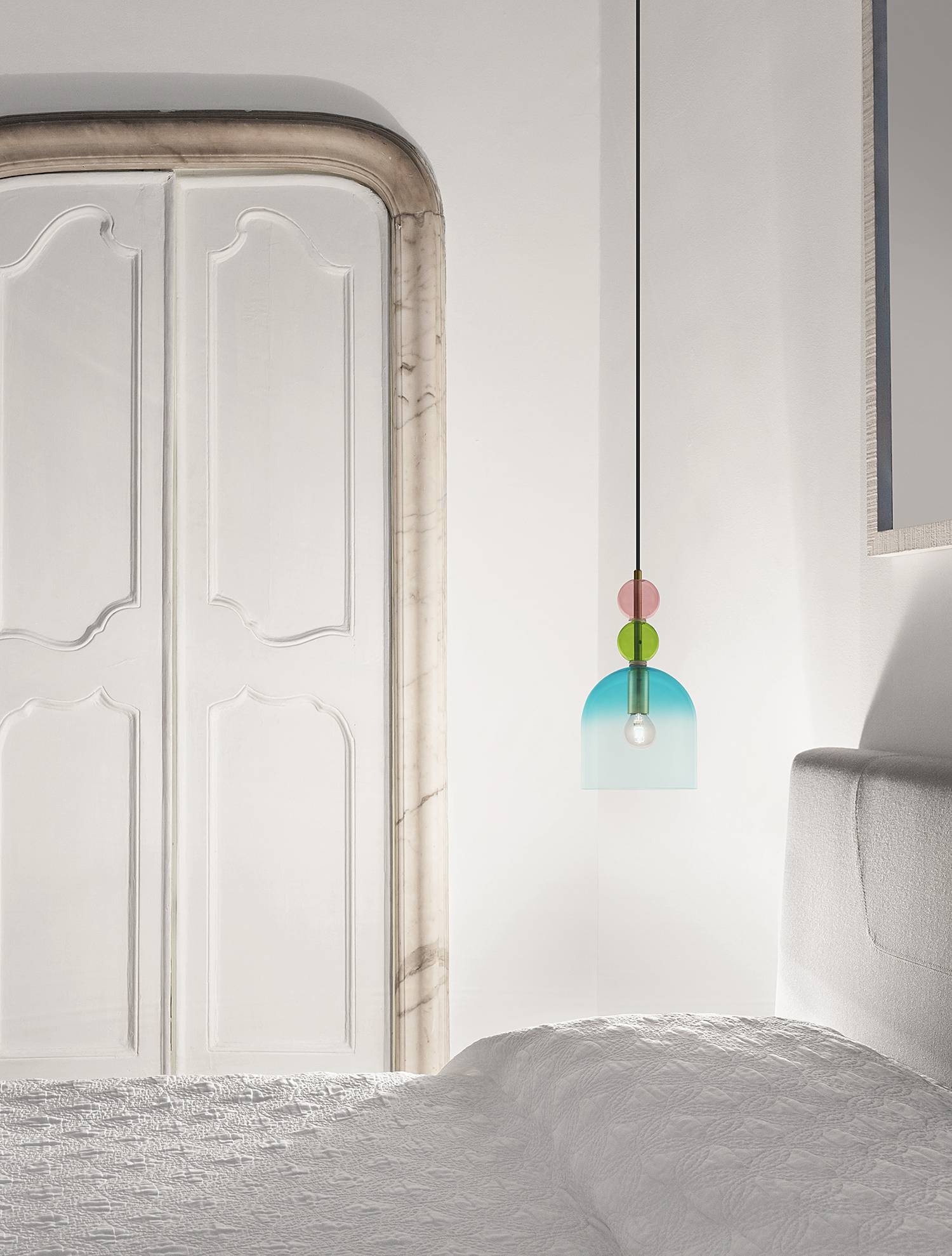 Murano Typ A Pendelleuchte 1-flammig Aluminium Blau