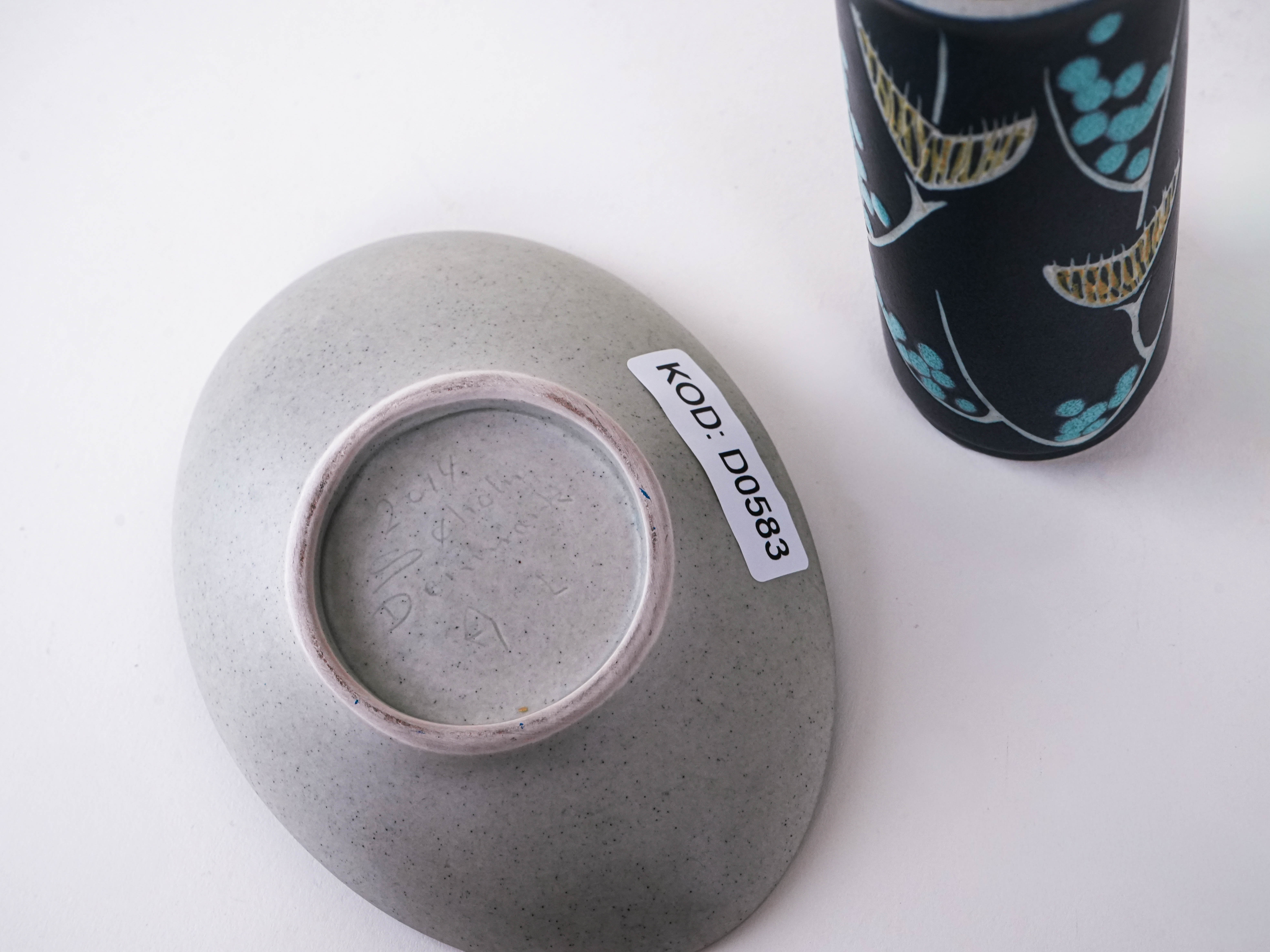 Set aus Keramikvase und Platte 1970er Jahre