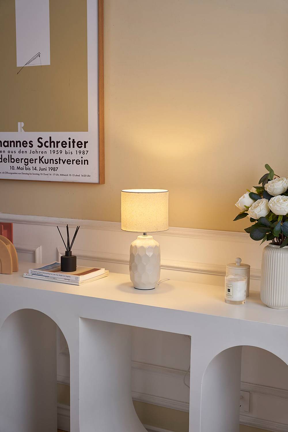 Charming Sparkle Tischleuchte Keramik Beige 1-flammig