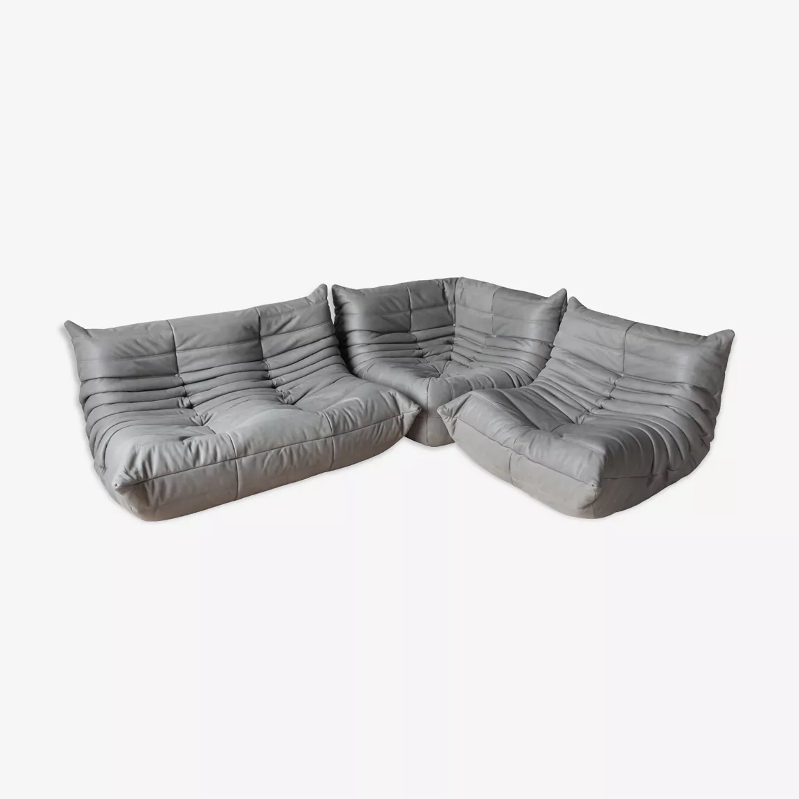 Togo Lounge Set 3-pc. Madras Leather Ash Grey