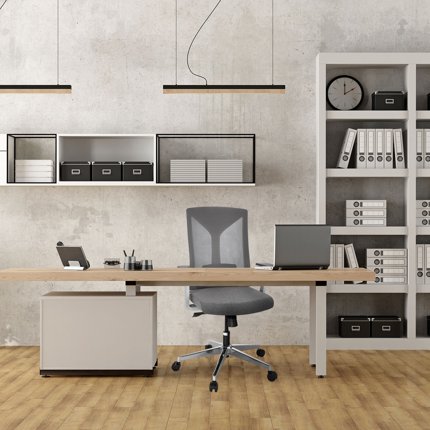 HALIFAX Bürostuhl Netzstoff Grau