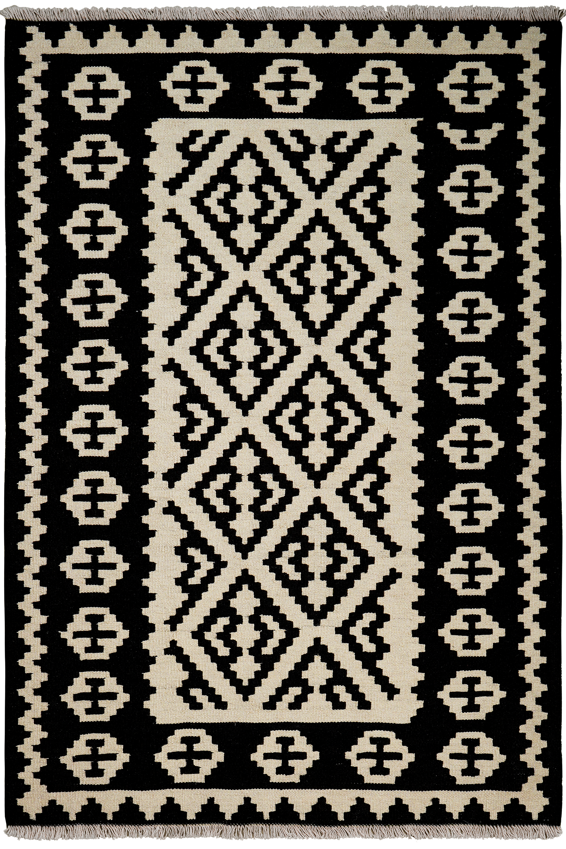 Kilim Gashgai Teppich Schwarz