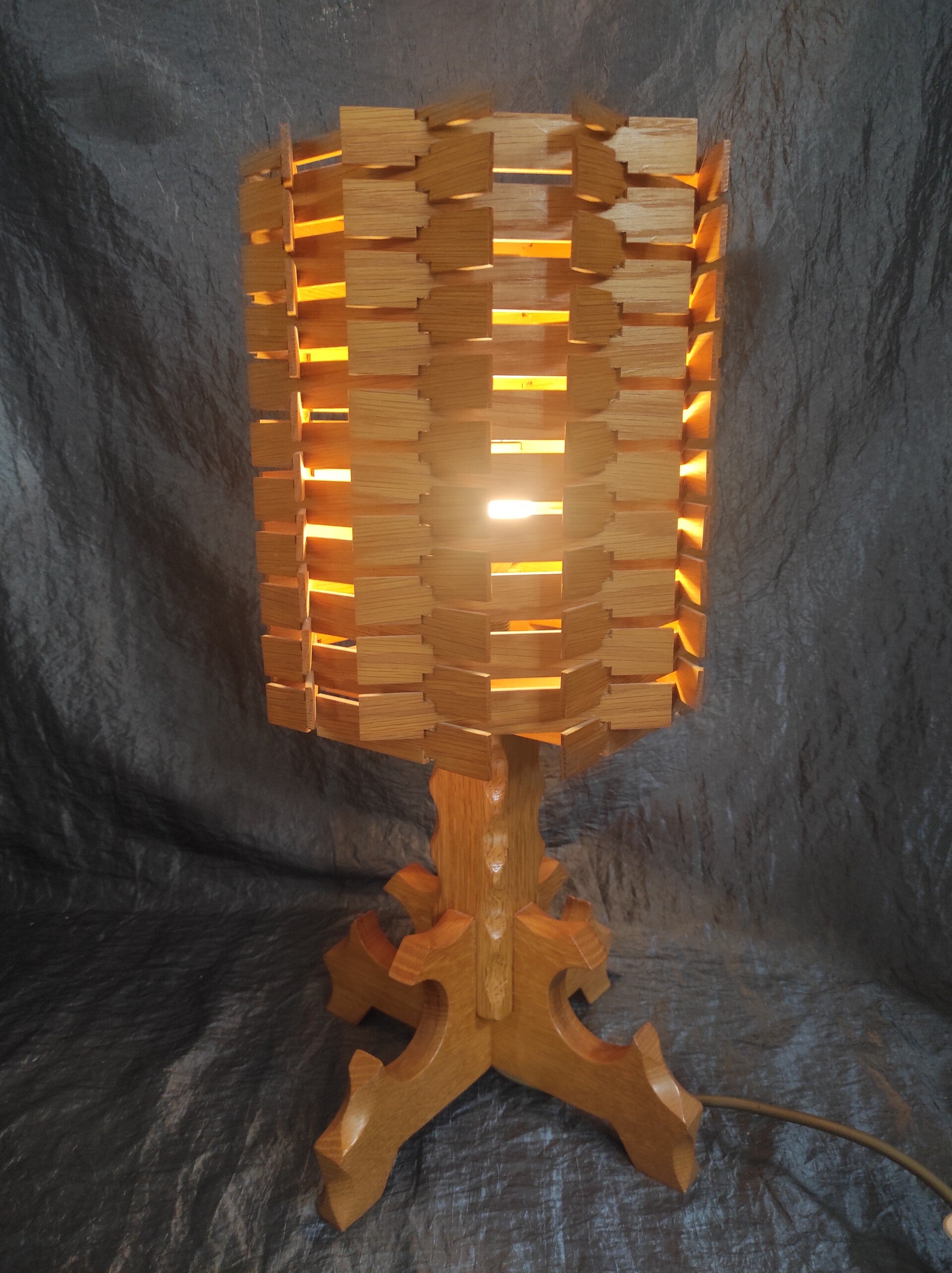 Vintage Holz Tischlampe 60er Jahre