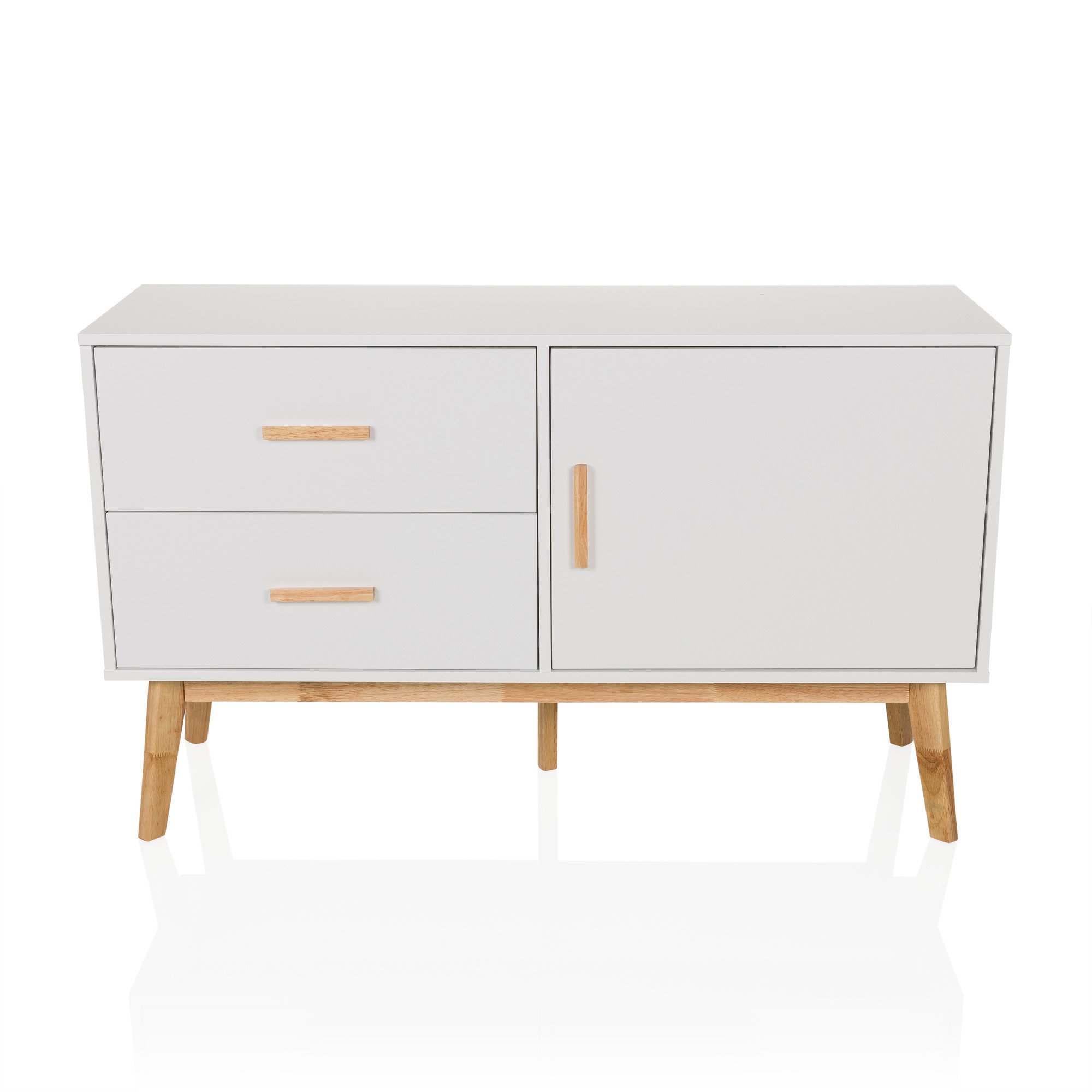 Tarolo Sideboard mit 2 Schubladen und 1 Tür Eiche Weiß