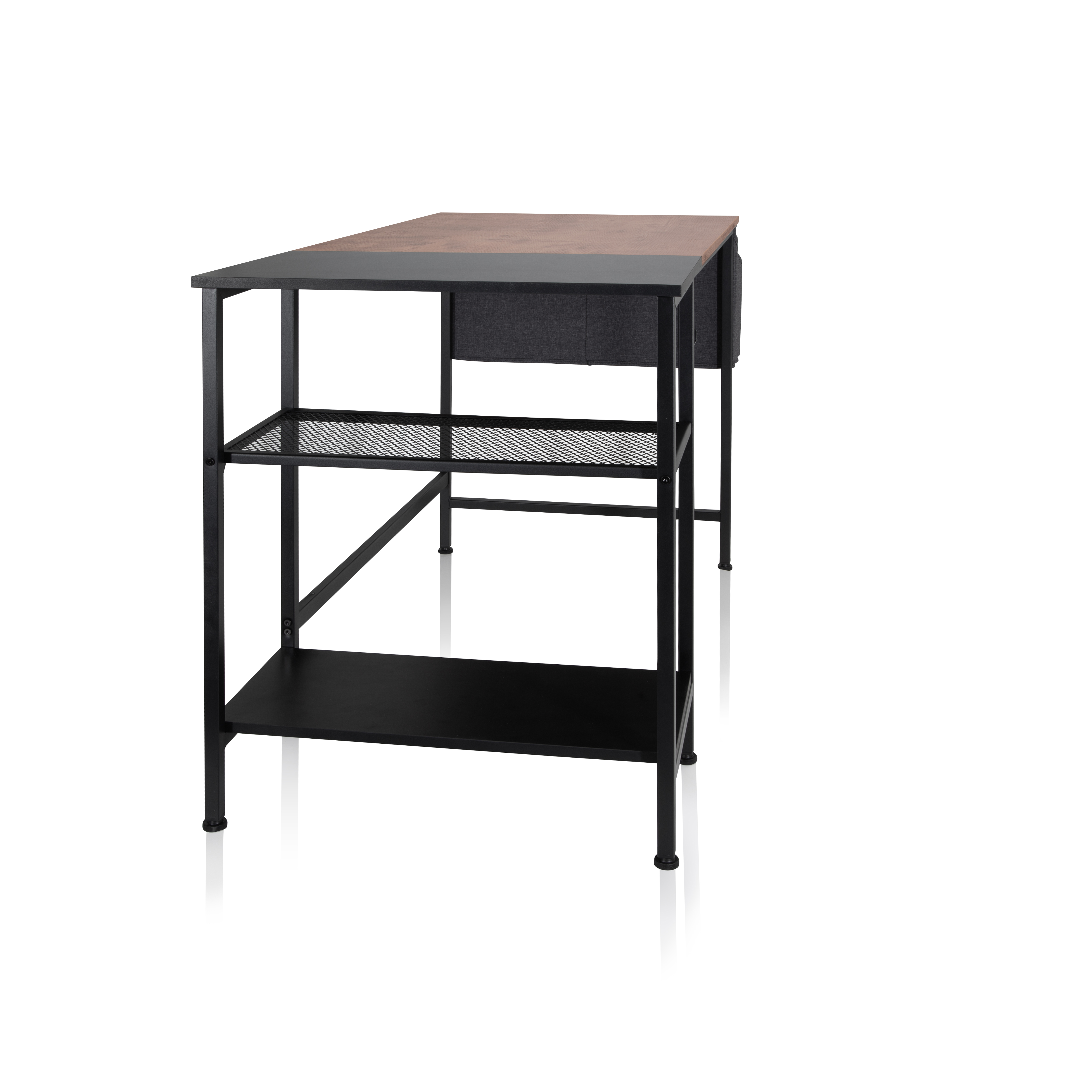 Schreibtisch mit Seitenregal Schwarz Braun 120 x 60 cm