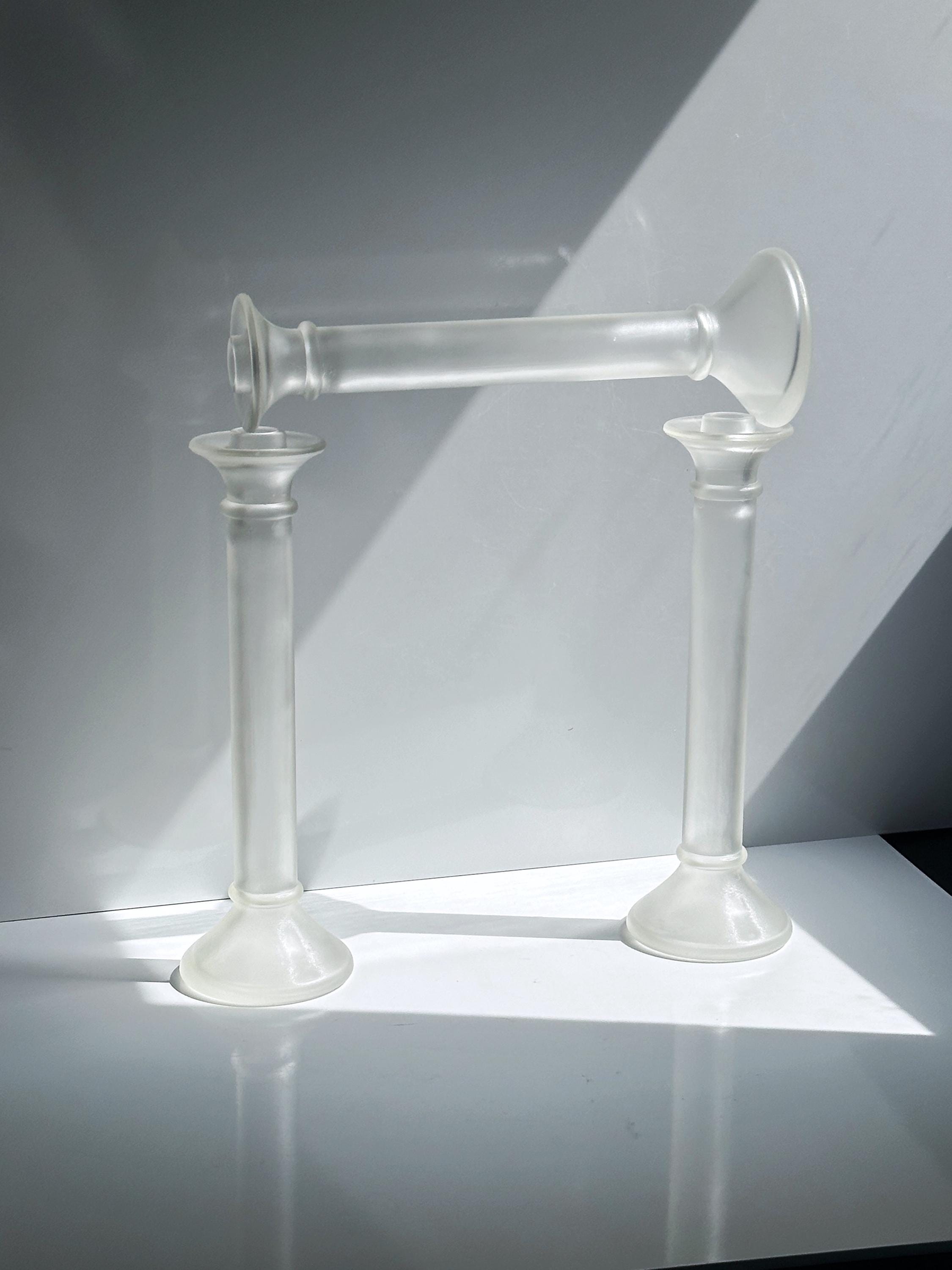3x Vintage Candle Holders Transparent 1980s