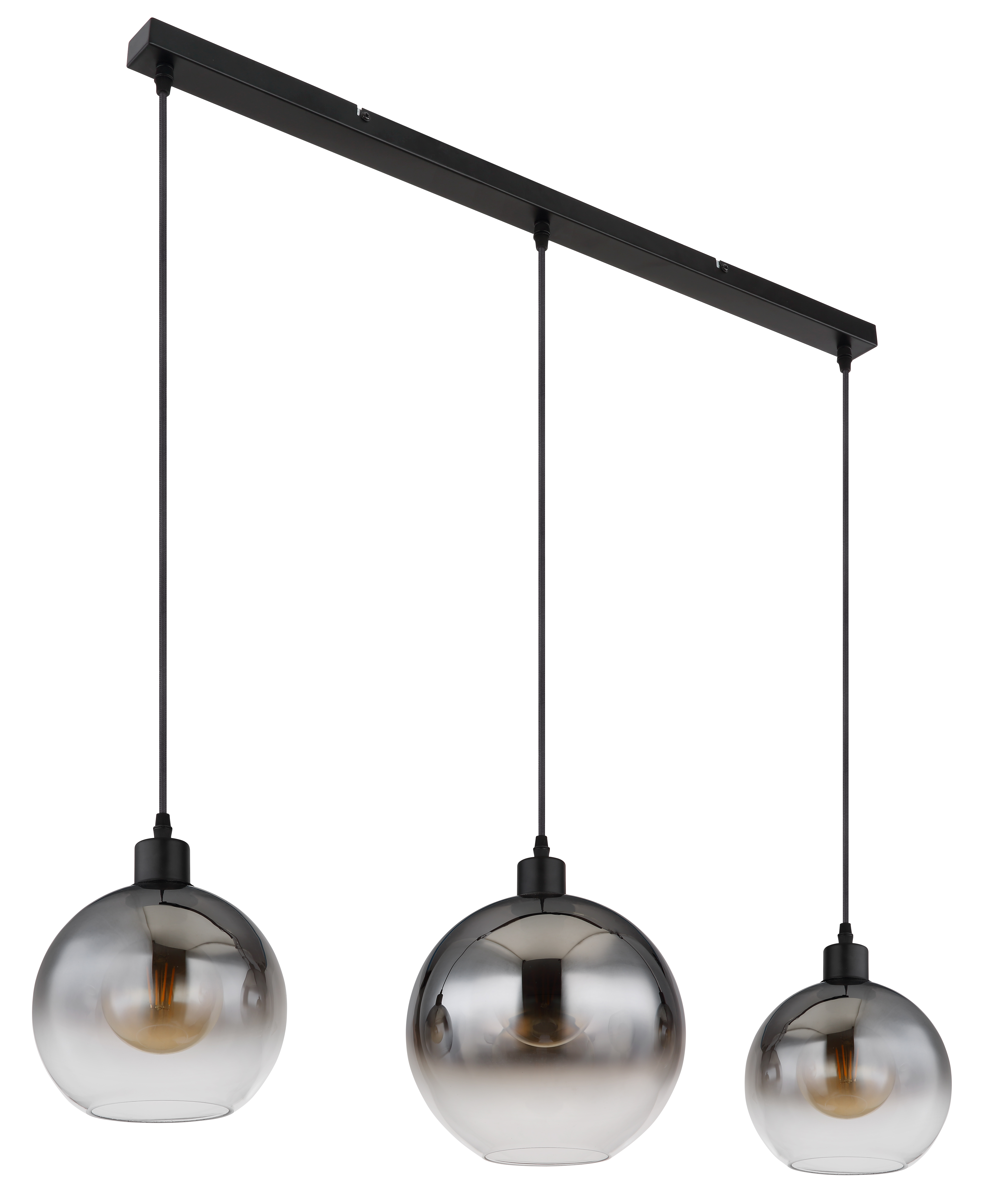 Pendelleuchte Newcastle 3-Flammig Rauchglas Eisen 