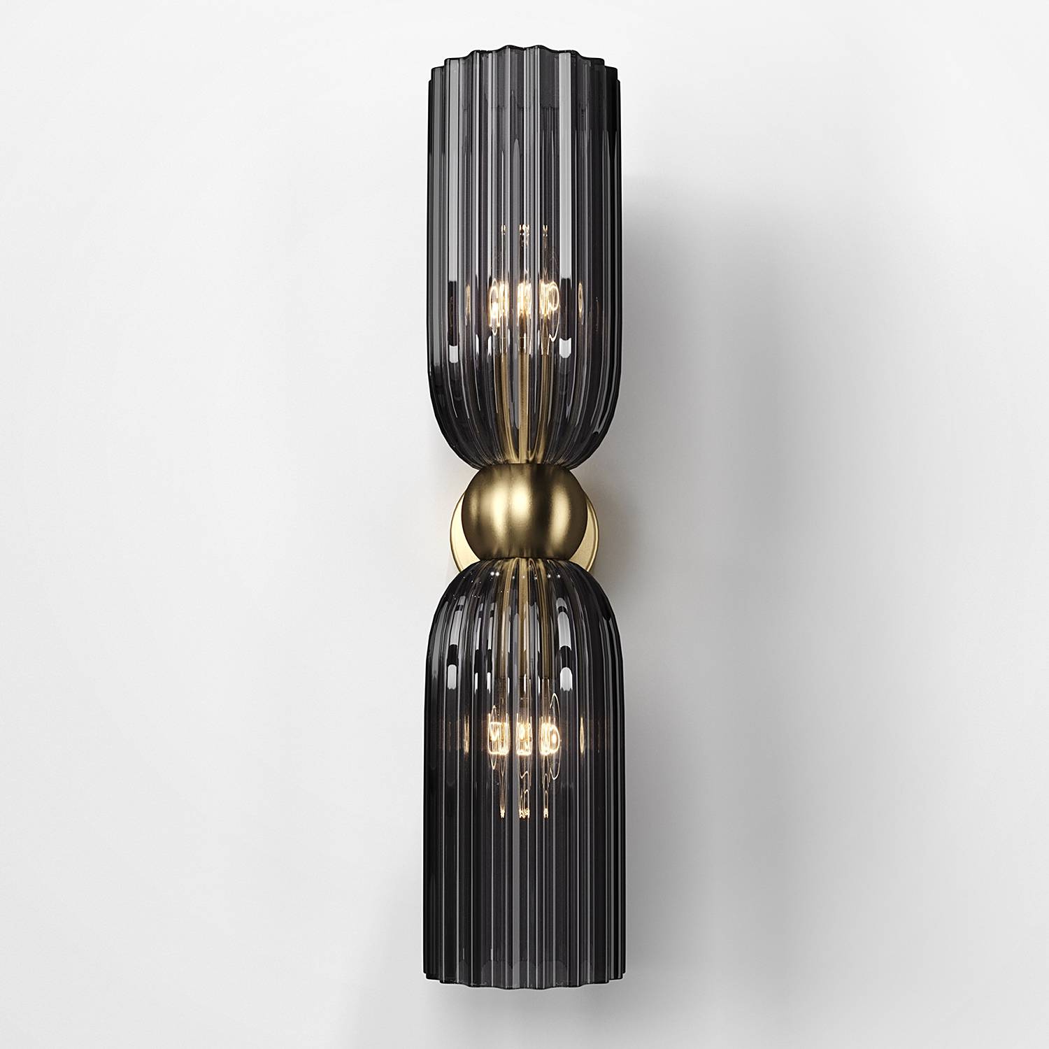 2-Flammig Wandleuchte Antic Rauchglas Mischmetall Grau