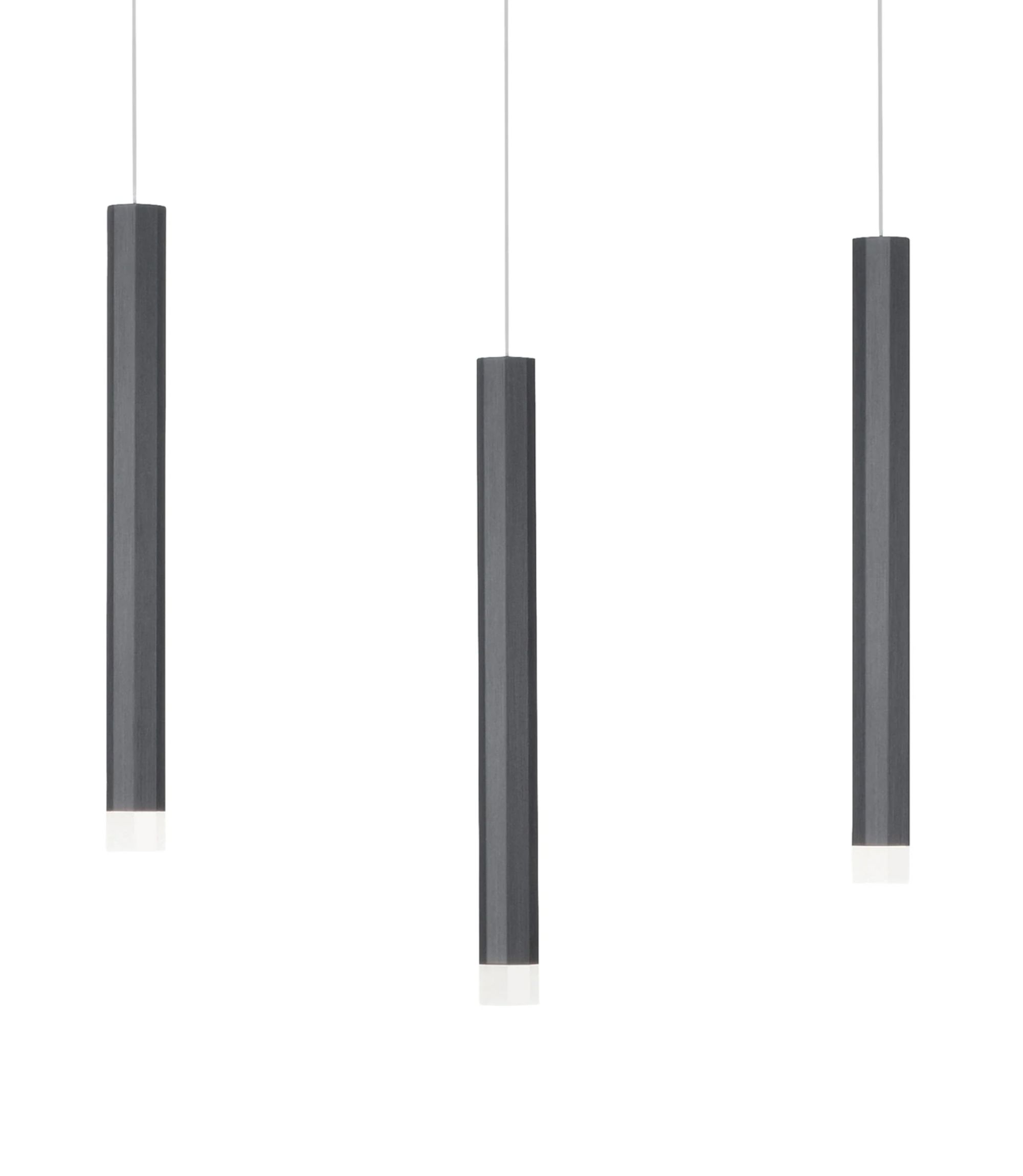 LED pendant lamp 3-flame acrylic glass aluminum black