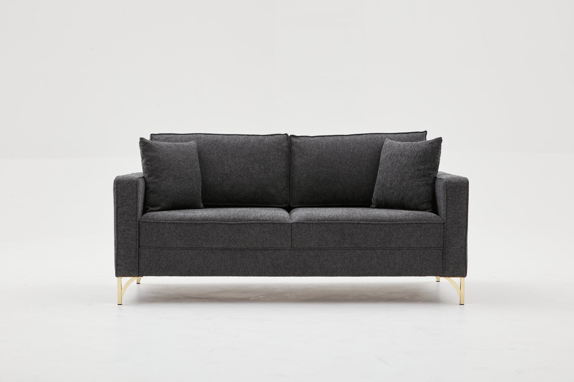 Lima Sofa 2-Sitzer Anthrazit mit goldenen Beinen