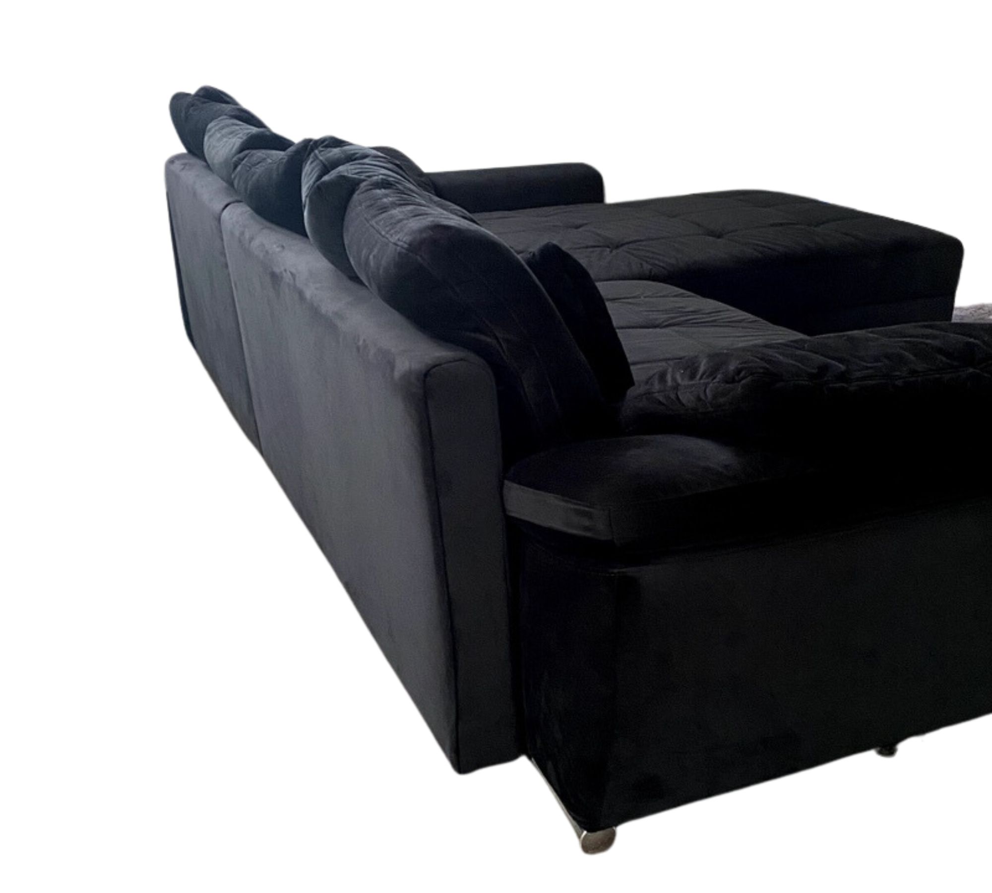 Sofa Récamiere Rechts LED-Funktion Baumwolle Schwarz