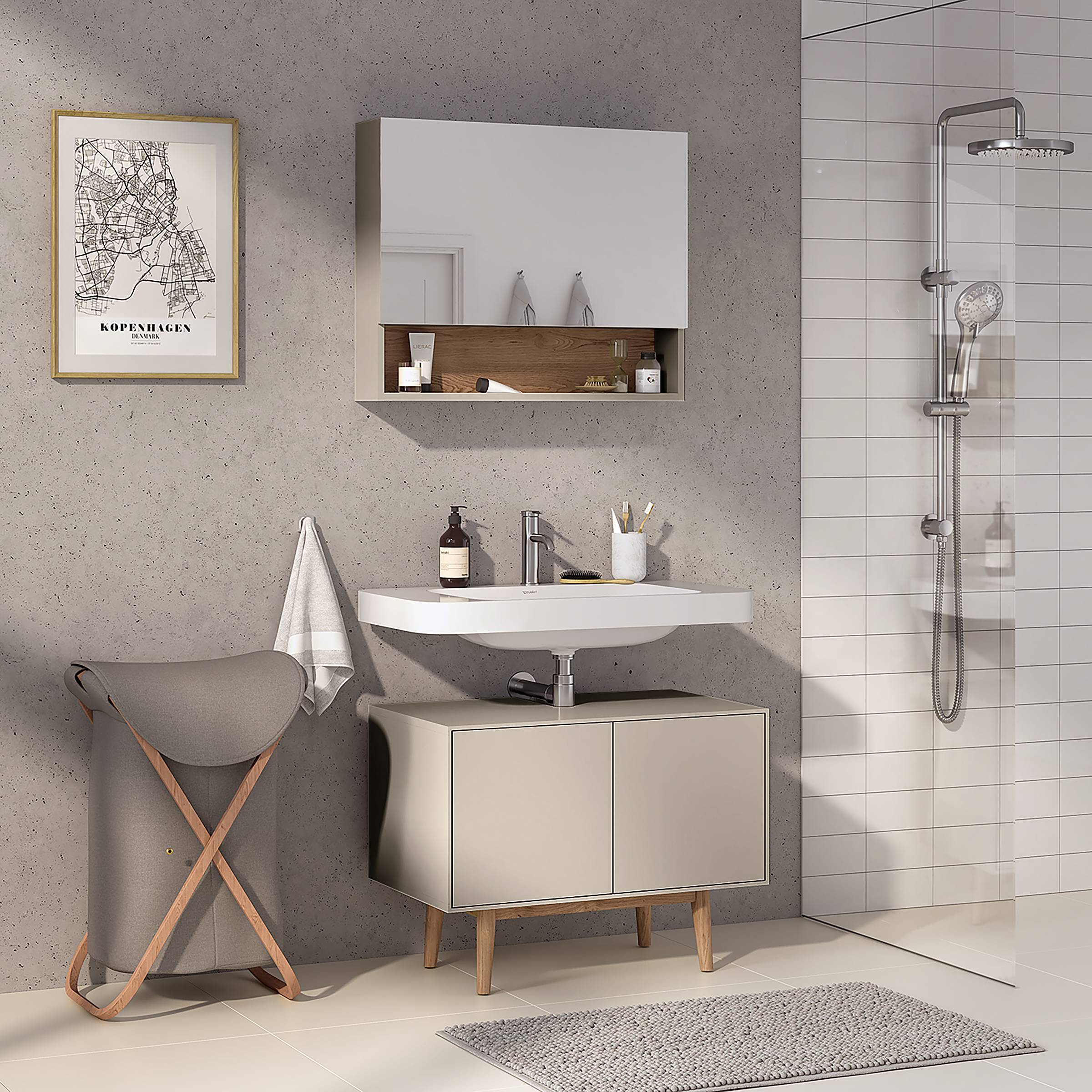 Vanity unit LINDHOLM Oak Semi-solid Taupe