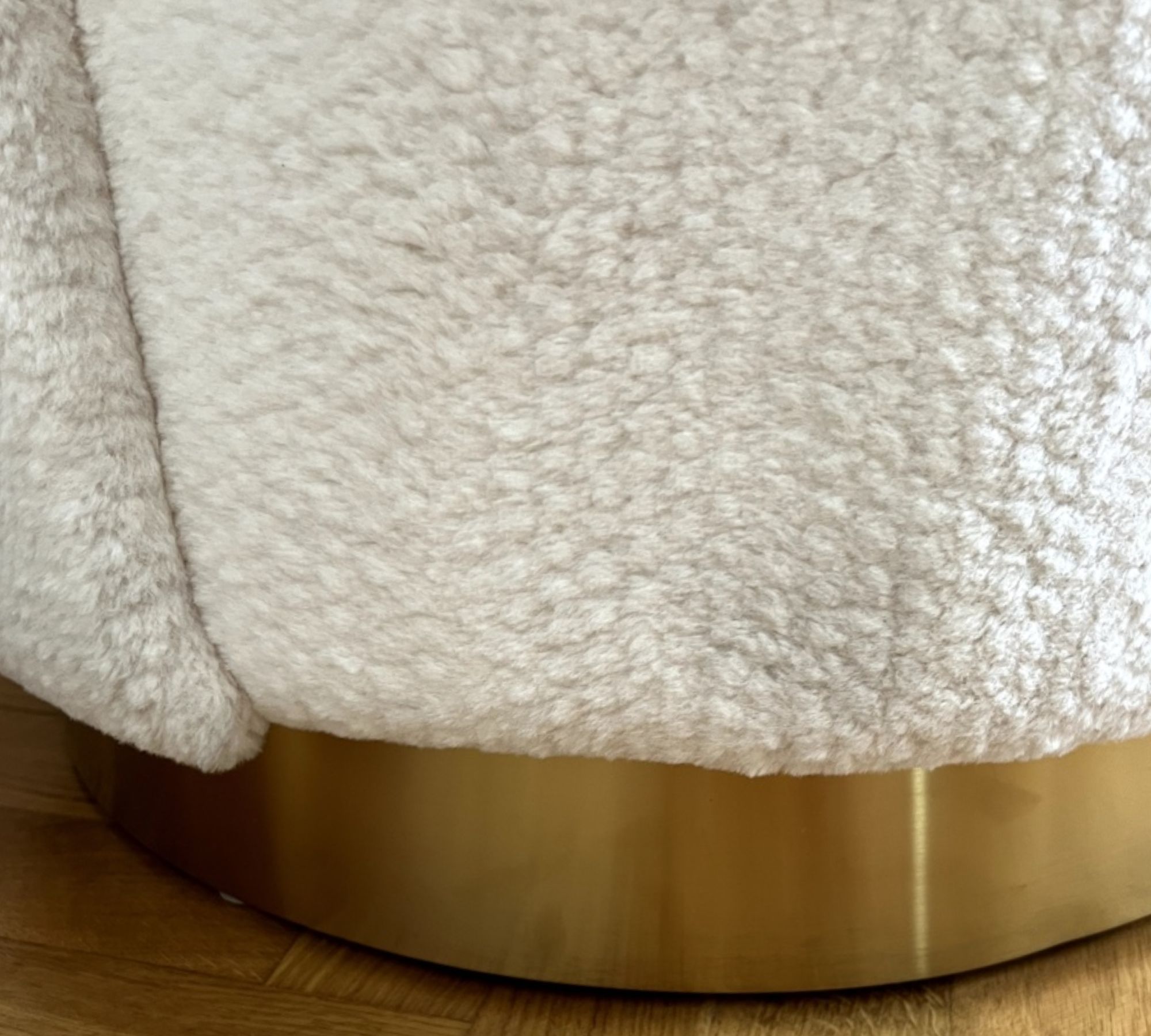 2x Armchair Fabric Metal Cream