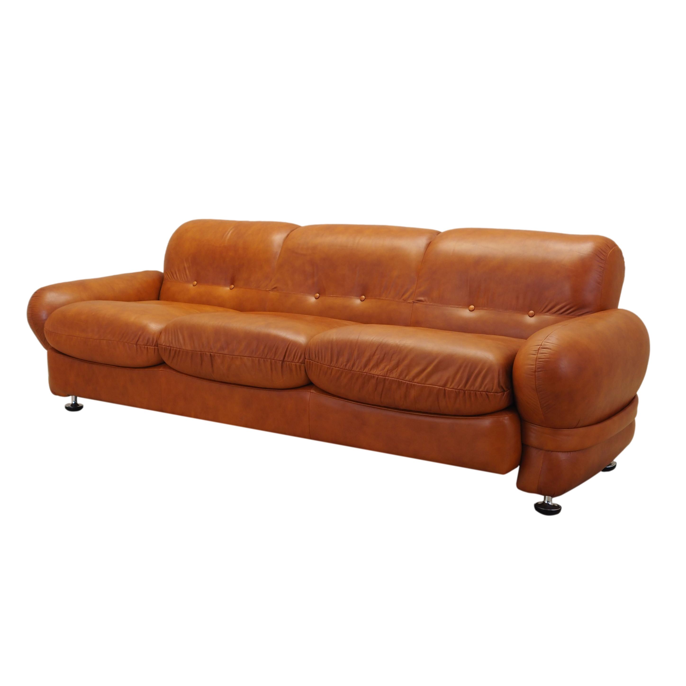 Sofa Leder Rot 1970er Jahre