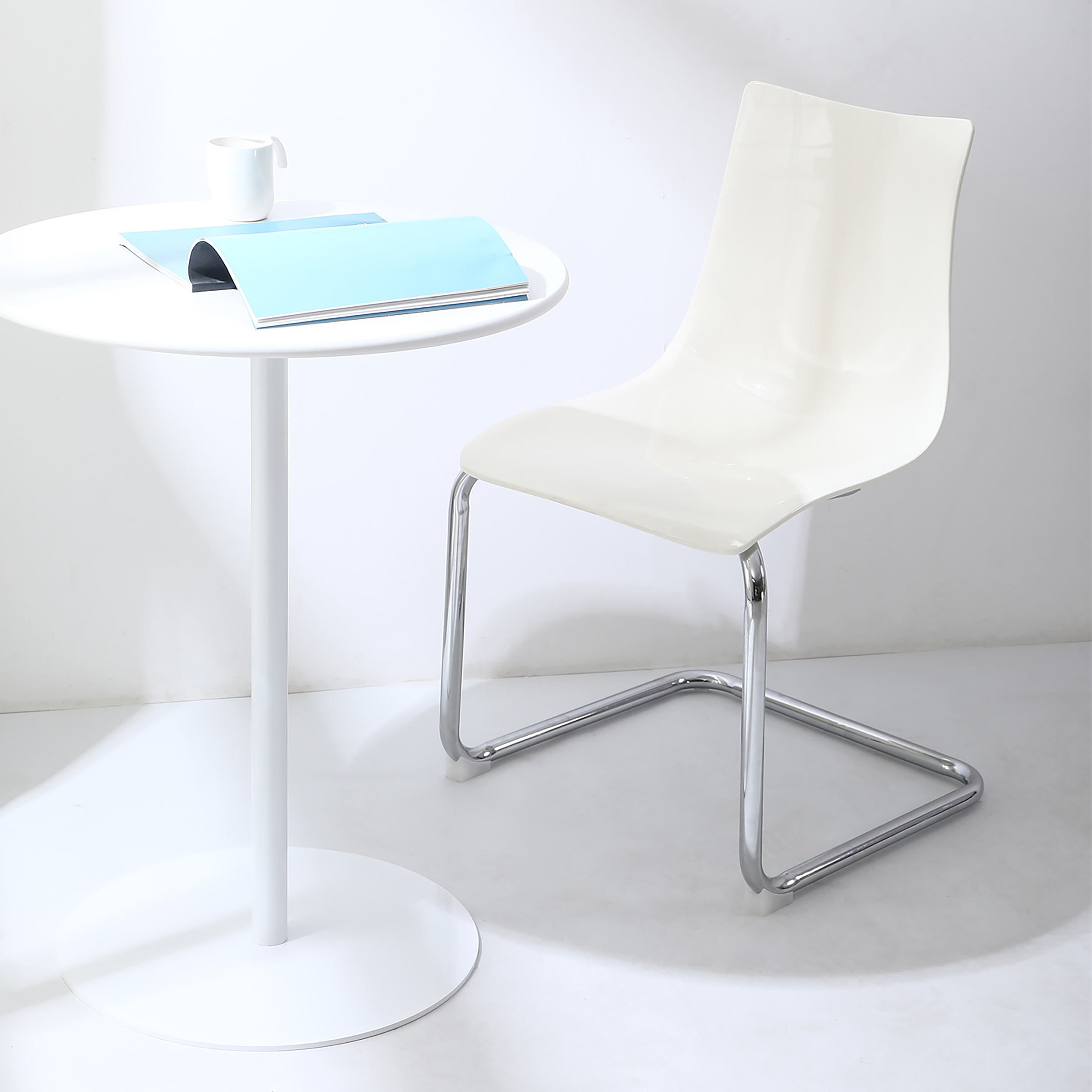 MENSIKU Cantilever Chair Set of 2 White