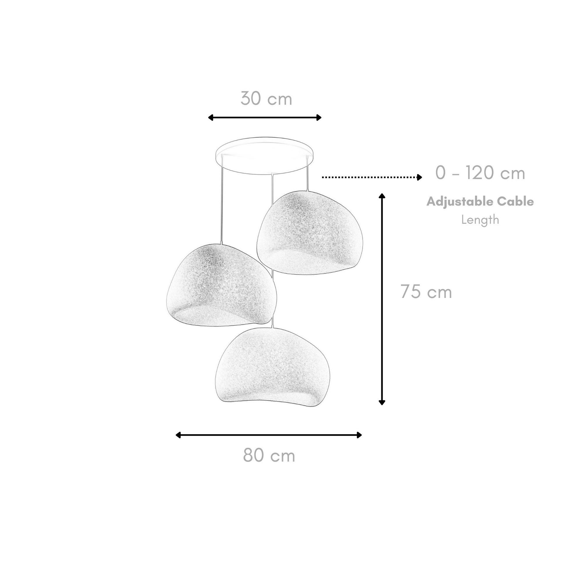 3-Flammig Wabi Sabi Claylights Pendelleuchte Beton Grau