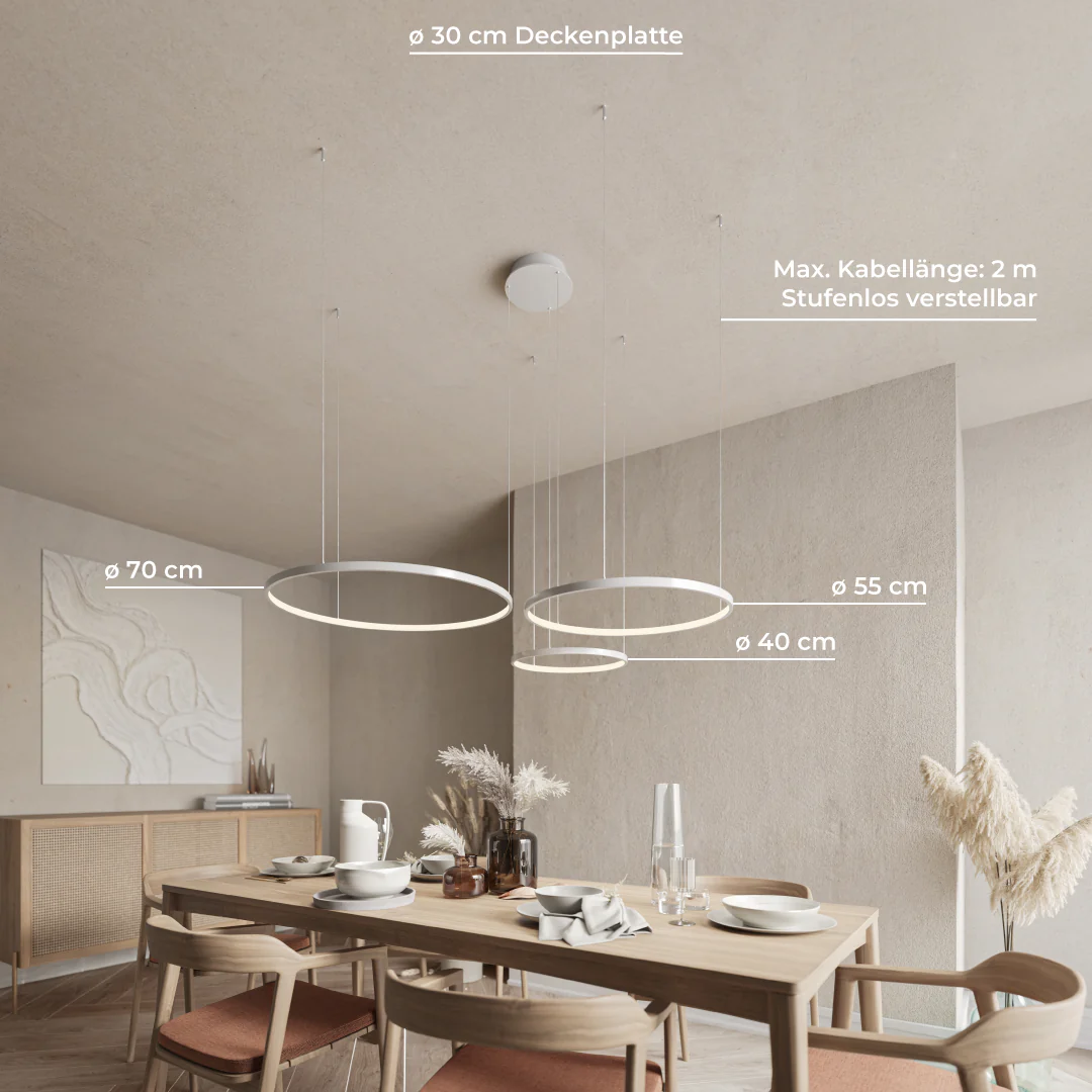 Ring-shaped LED pendant lamp CAECILIA White