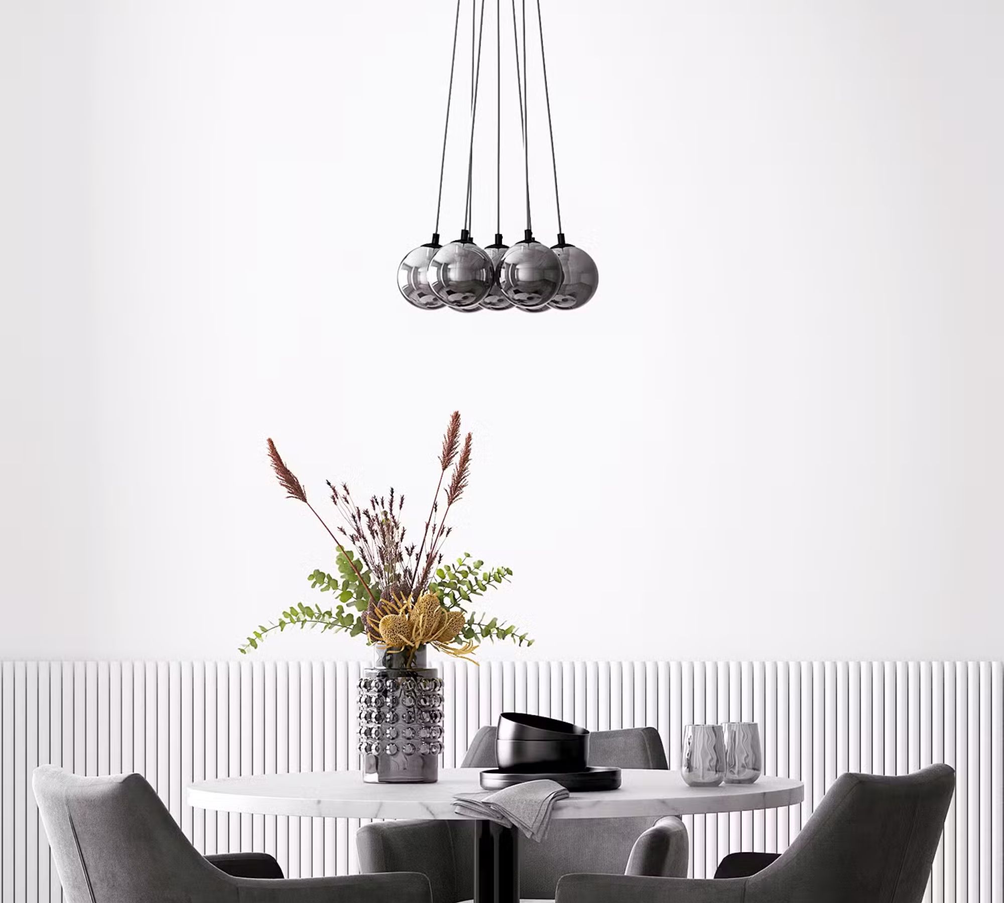 Kjul Pendant Lamp 7-light Glass Metal Gray