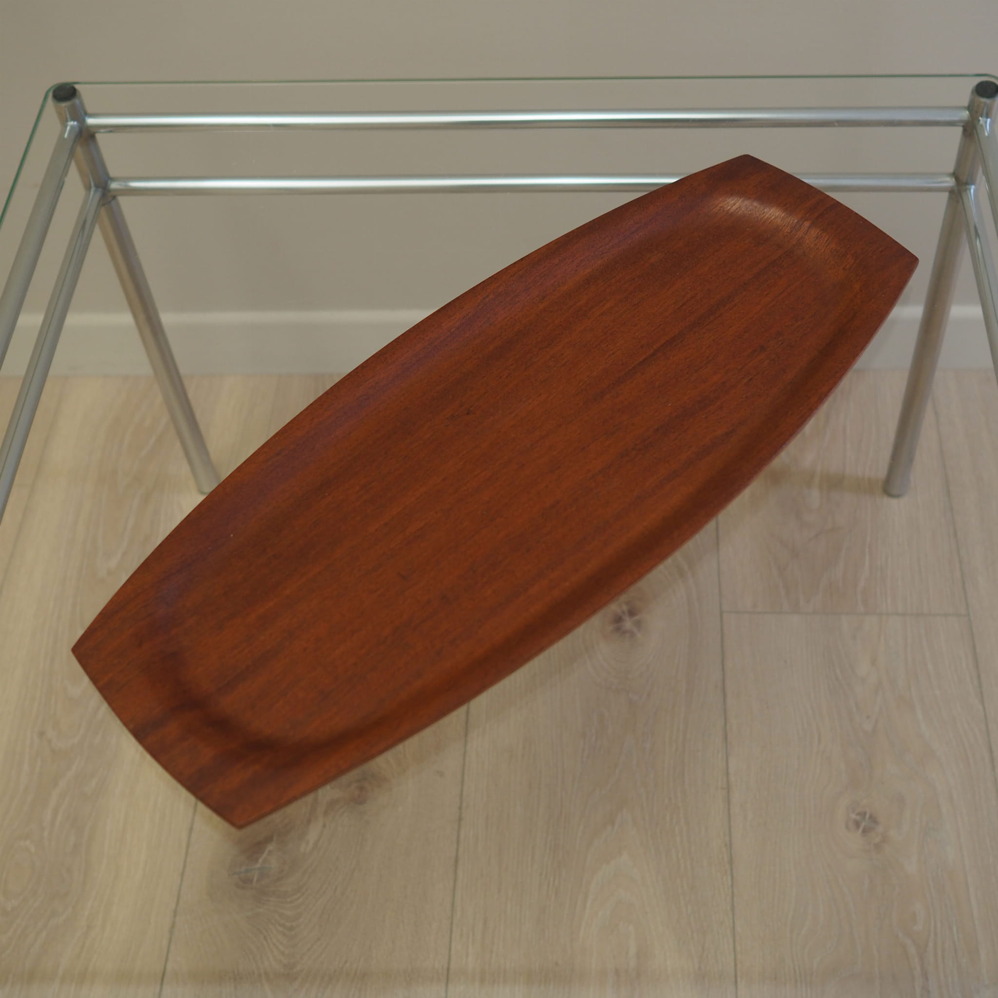 Vintage Tray Teak Wood Brown 1960s