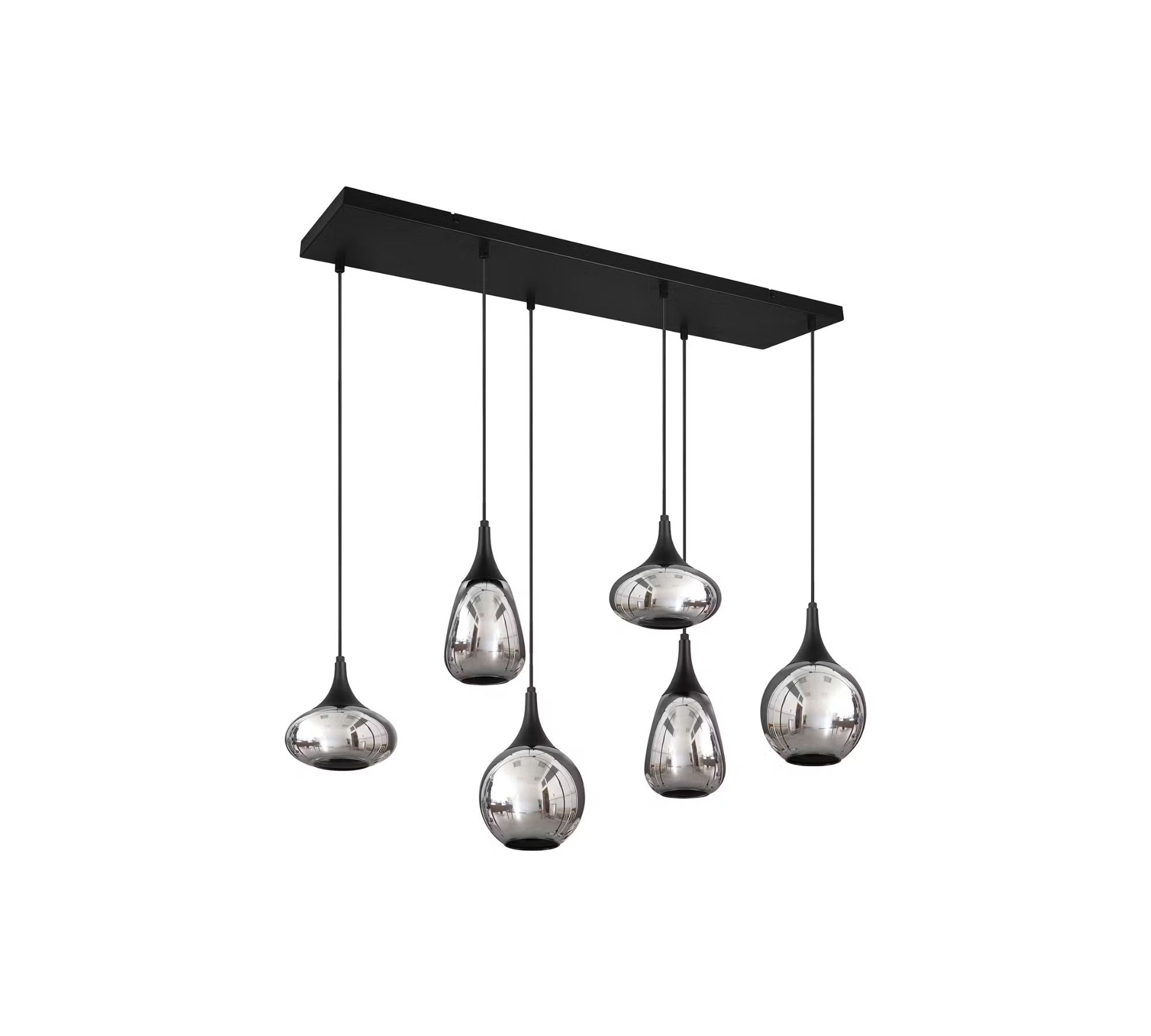 Pendelleuchte 6-flammig Rauchglas Stahl