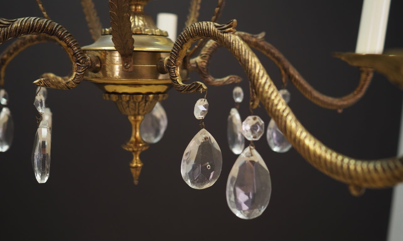 Vintage Chandelier Brass Gold 1960s
