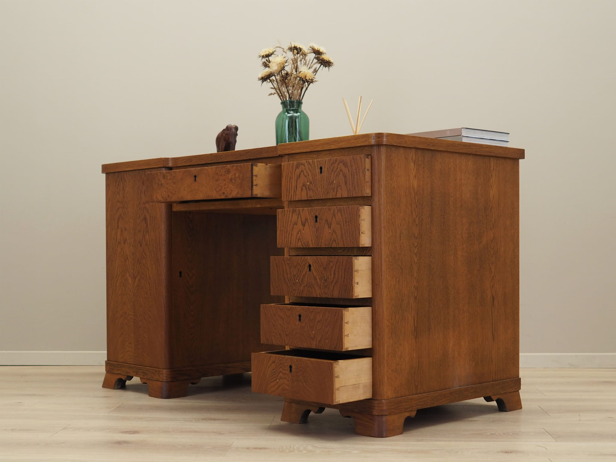 Vintage Schreibtisch Holz Braun 1960er Jahre