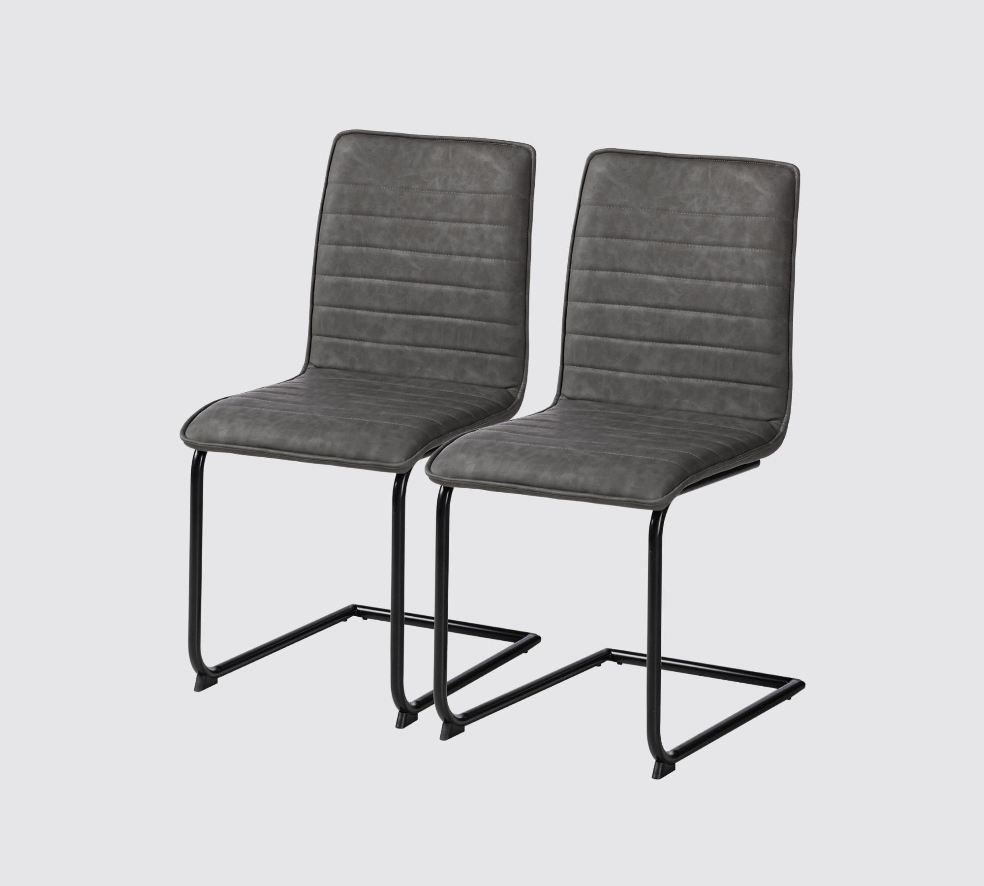2x Freischwinger Veganes Leder Vintage Grau
