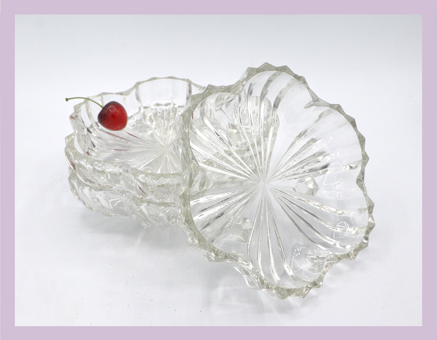 3x Vintage Cherry Blossom Bowl Crystal 1980s