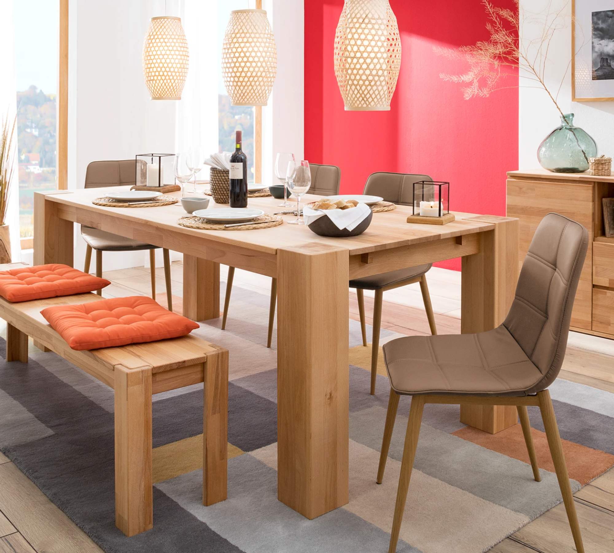 Sitzbank Kernbuche Massivholz