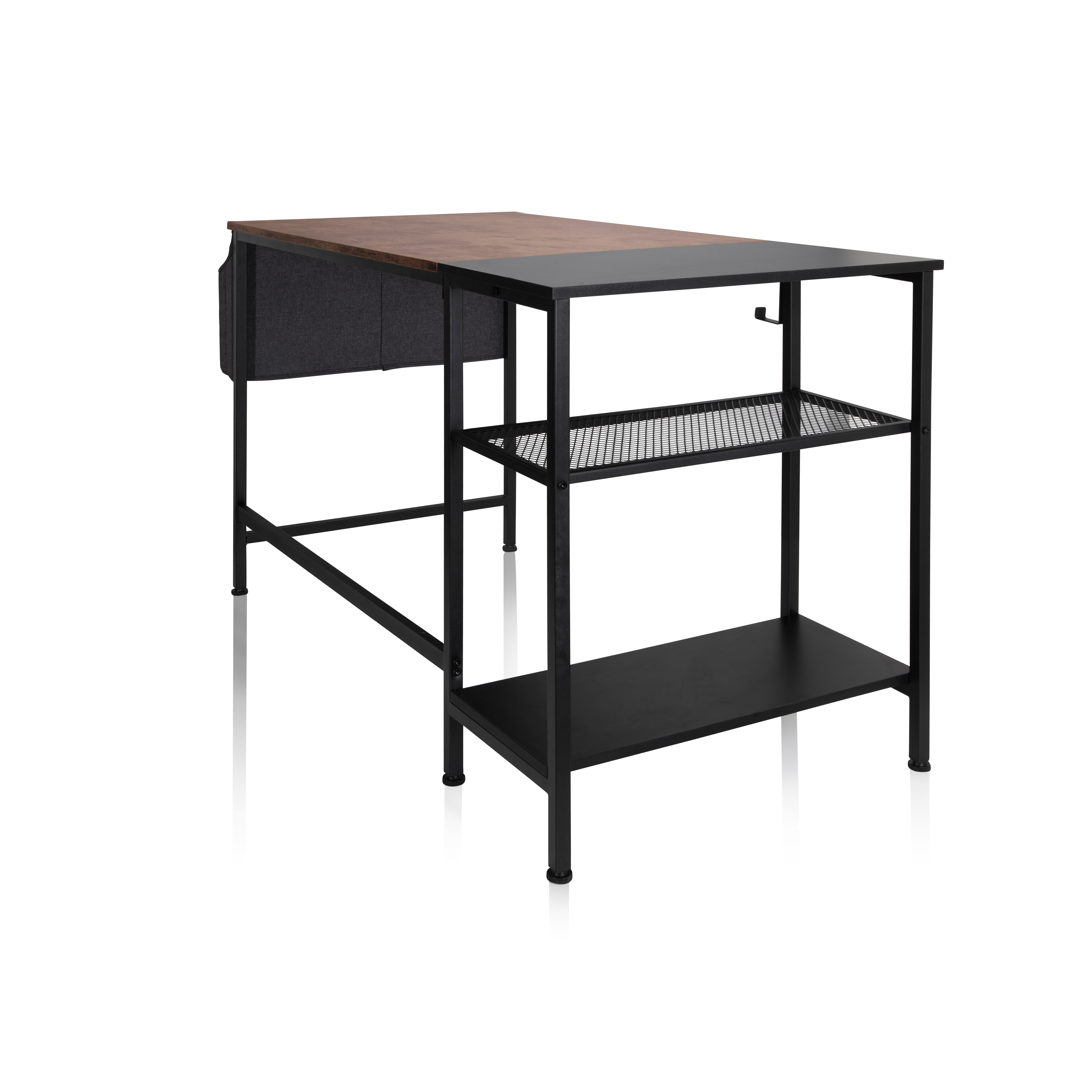 Schreibtisch mit Seitenregal Schwarz Braun 120 x 60 cm