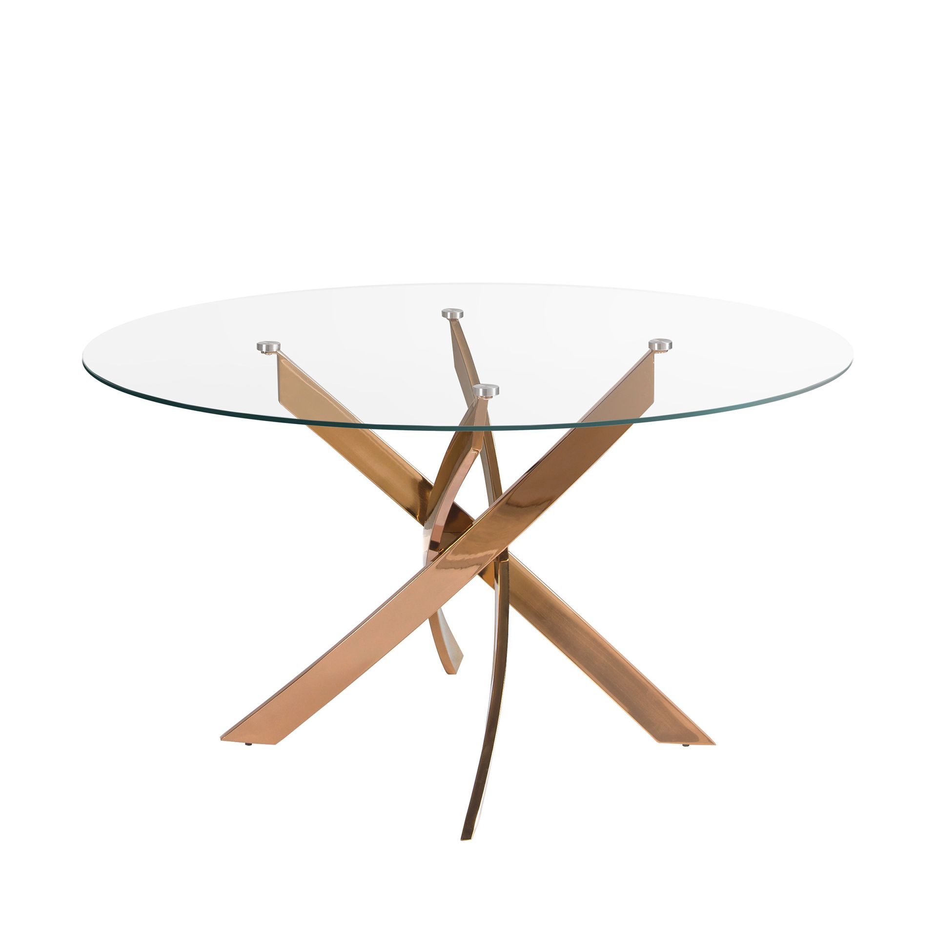 Runder Esstisch Glas Stahl Rosa Ø 100cm