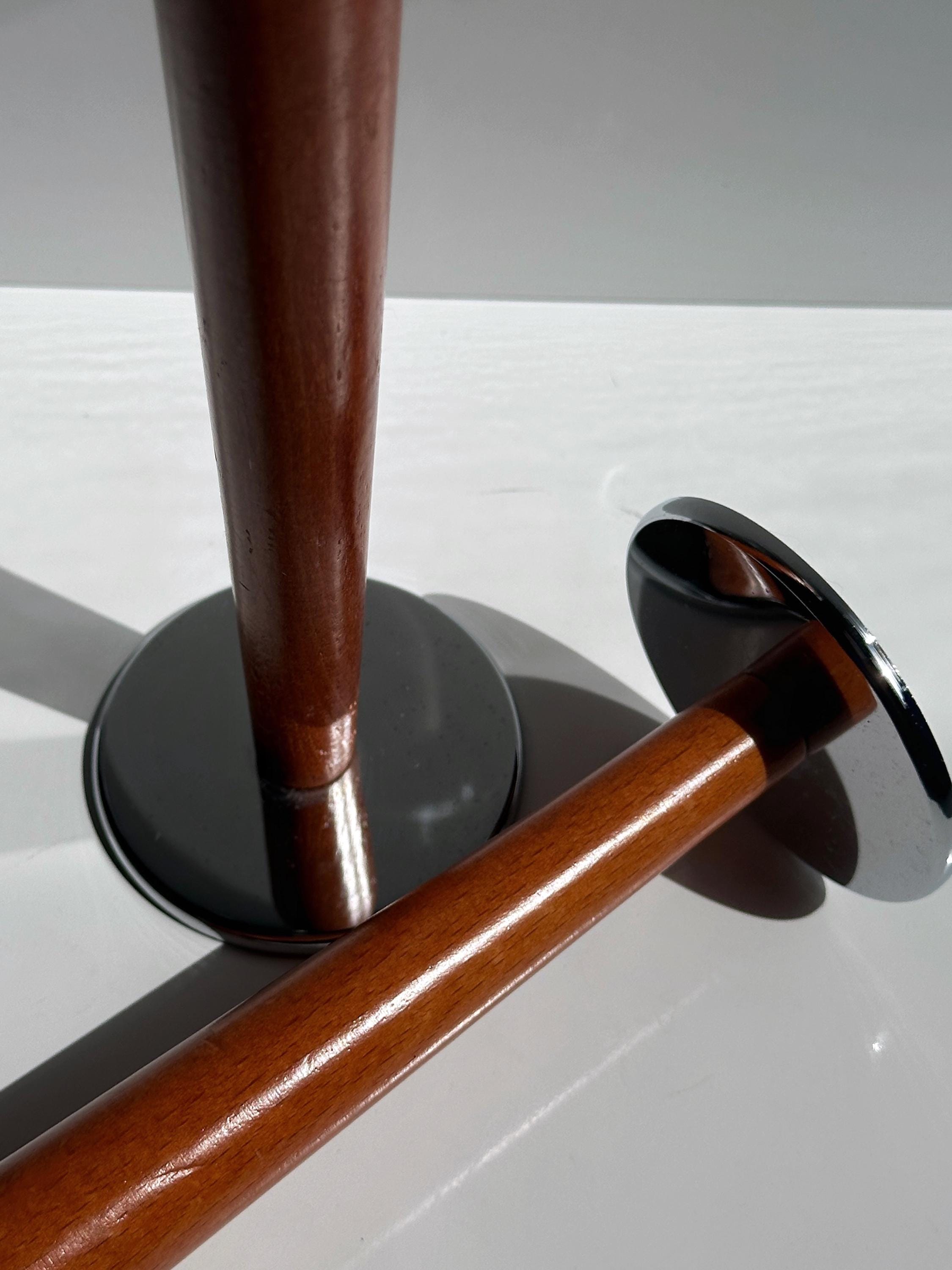 2x Vintage Candelabra Metal Wood 1970s