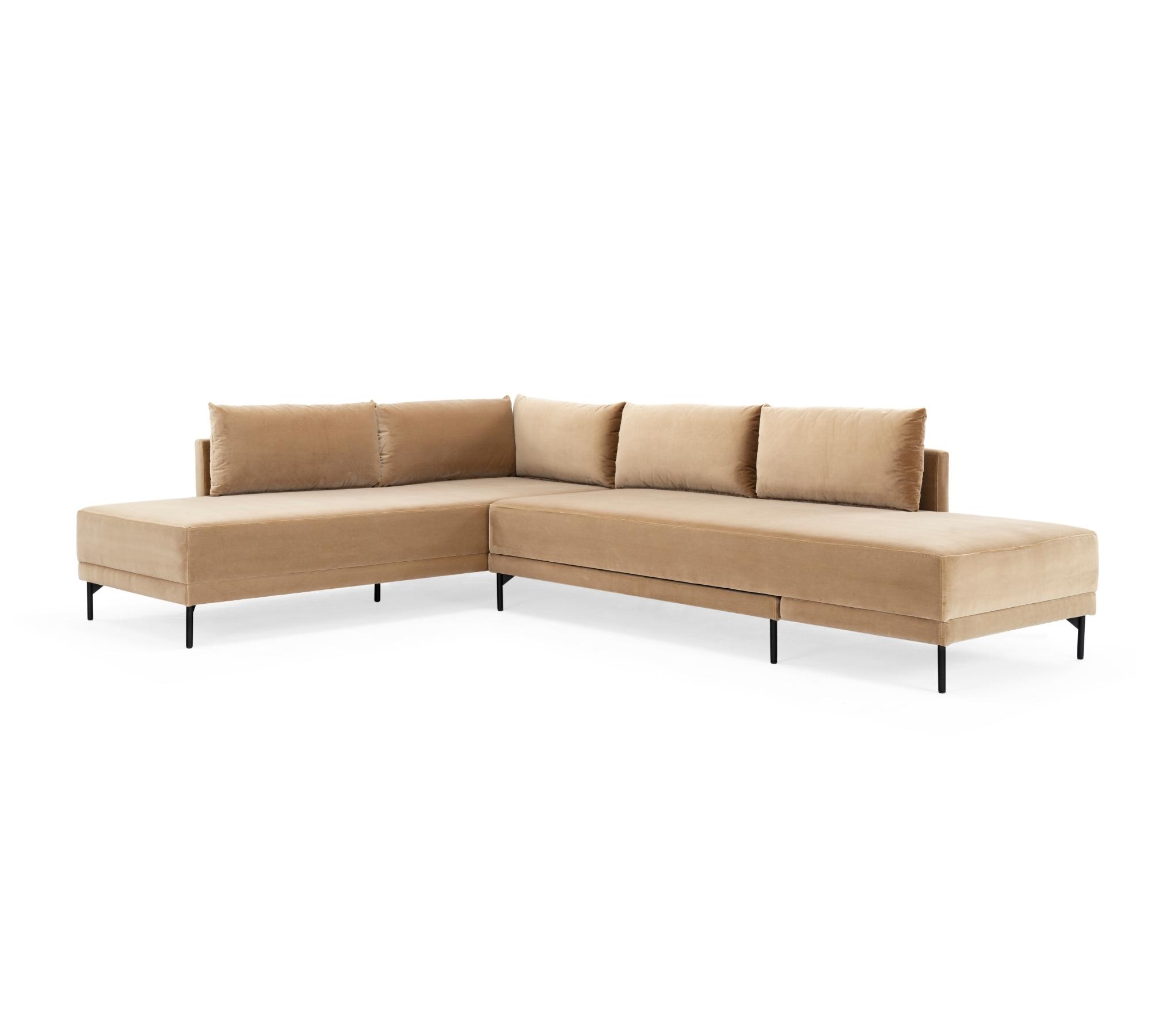 Vivica Schlafsofa Récamiere Links Velours Matt Beige