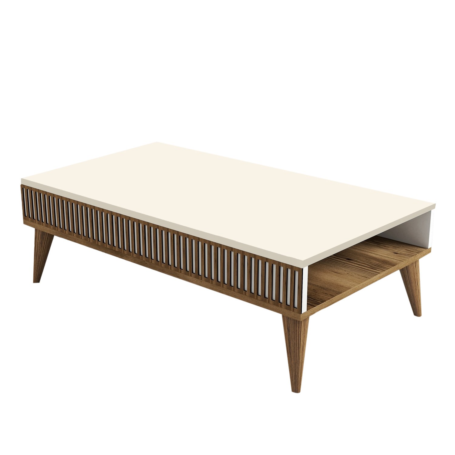 Milan Couchtisch Walnussbraun Creme