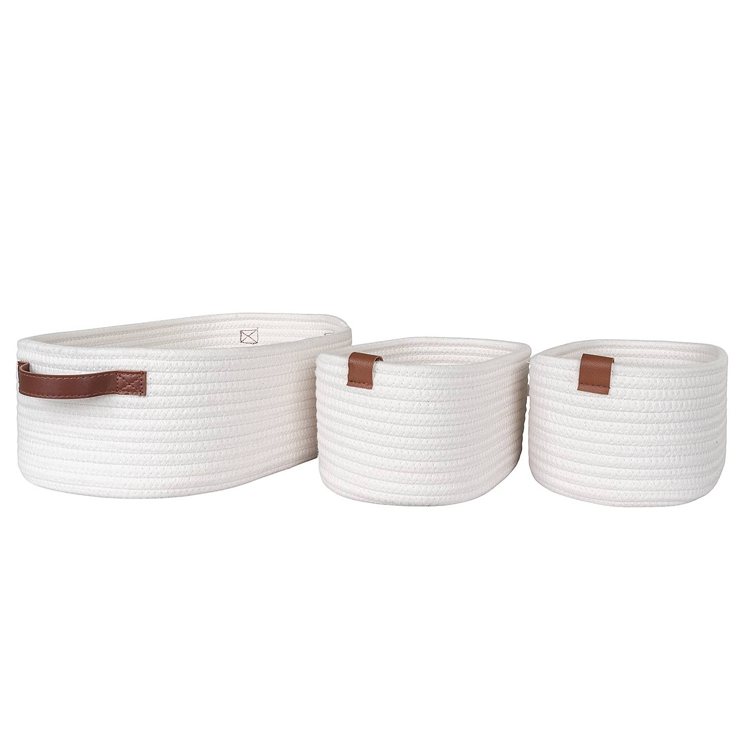 3x Jarana Aufbewahrungskorb Baumwolle Weiß