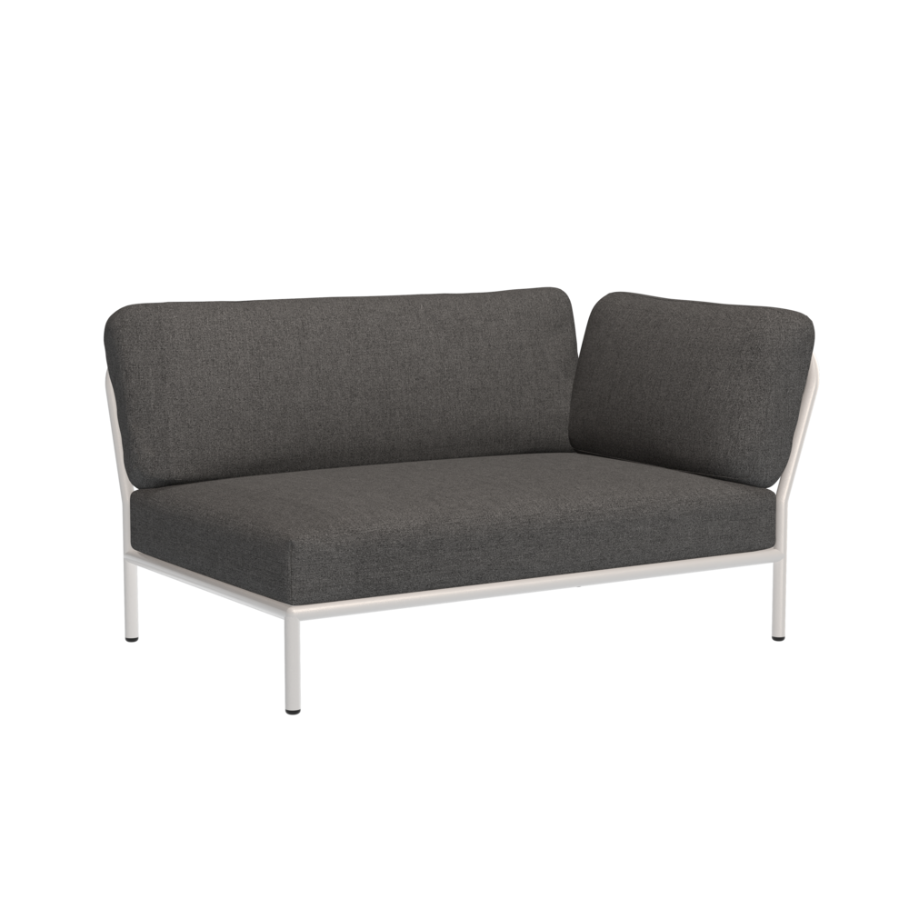 LEVEL Ecksofa Rechts Sooty Grau mit weißem Rahmen