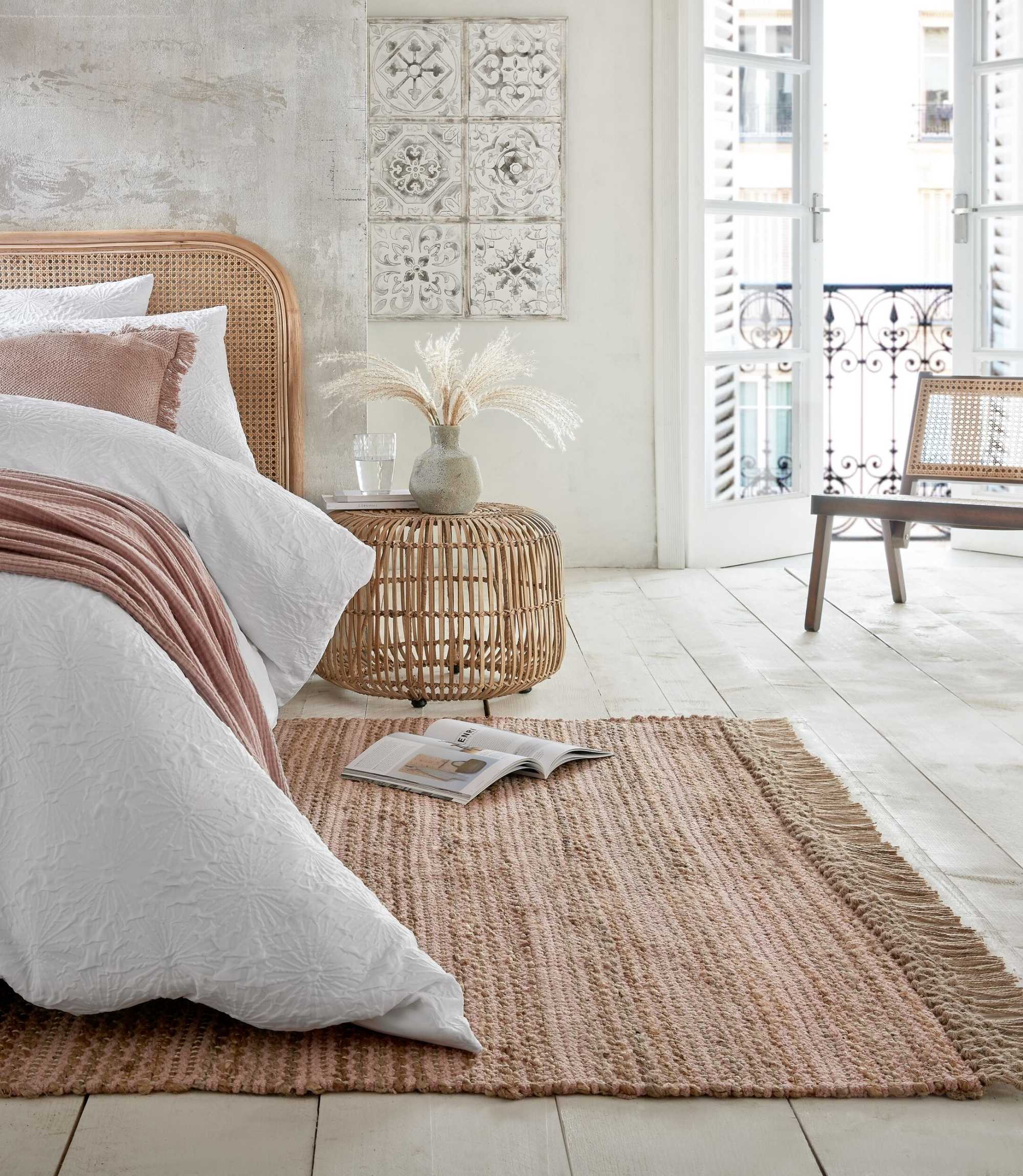 Jute-Chenille-Teppich Equinox Handgewebt Blush 160x230