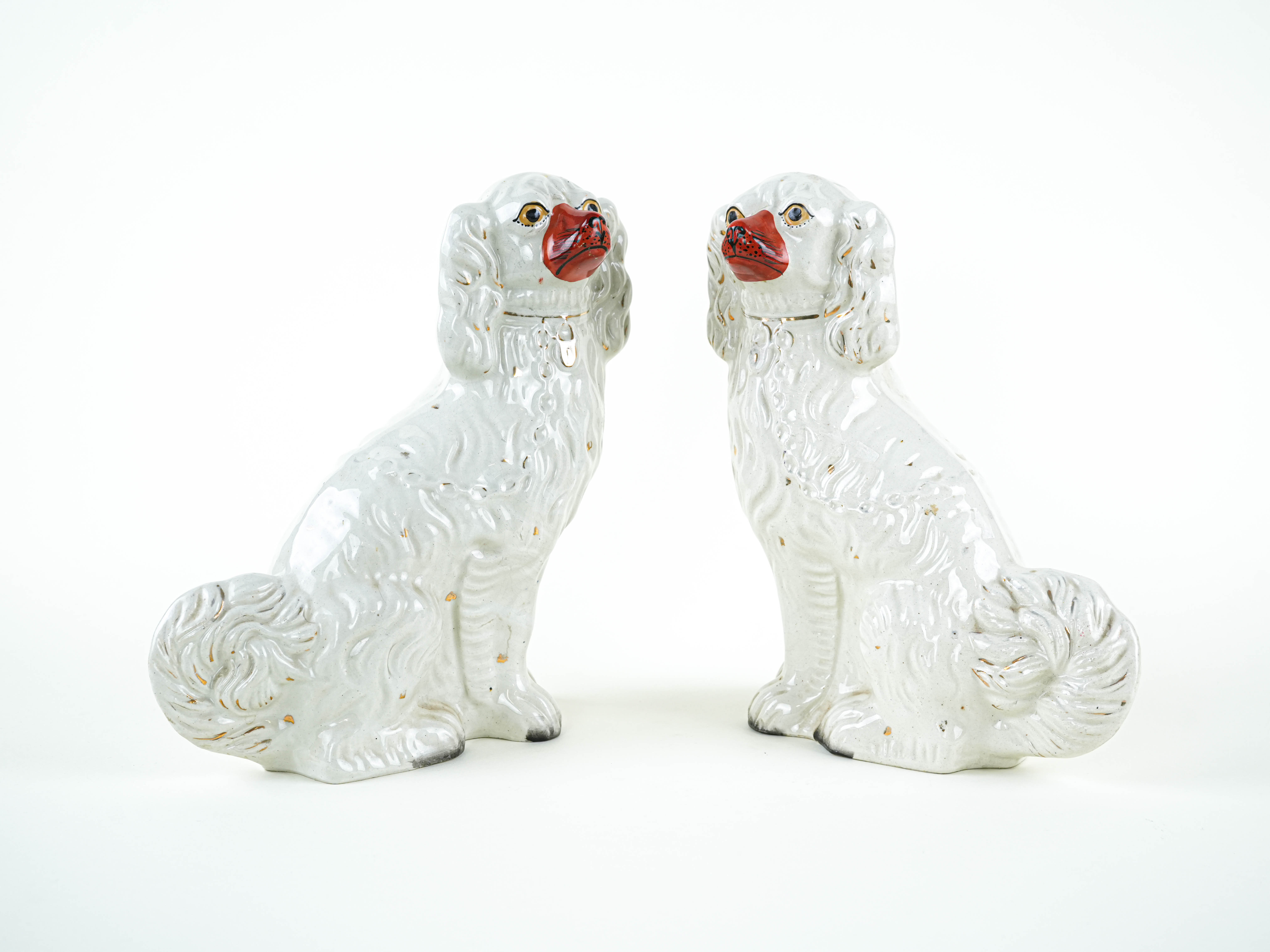 Spaniel-Figuren Keramik Weiß