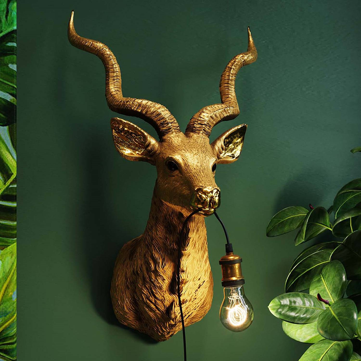Animal Goat Wandleuchte Aluminium Polyresin Gold