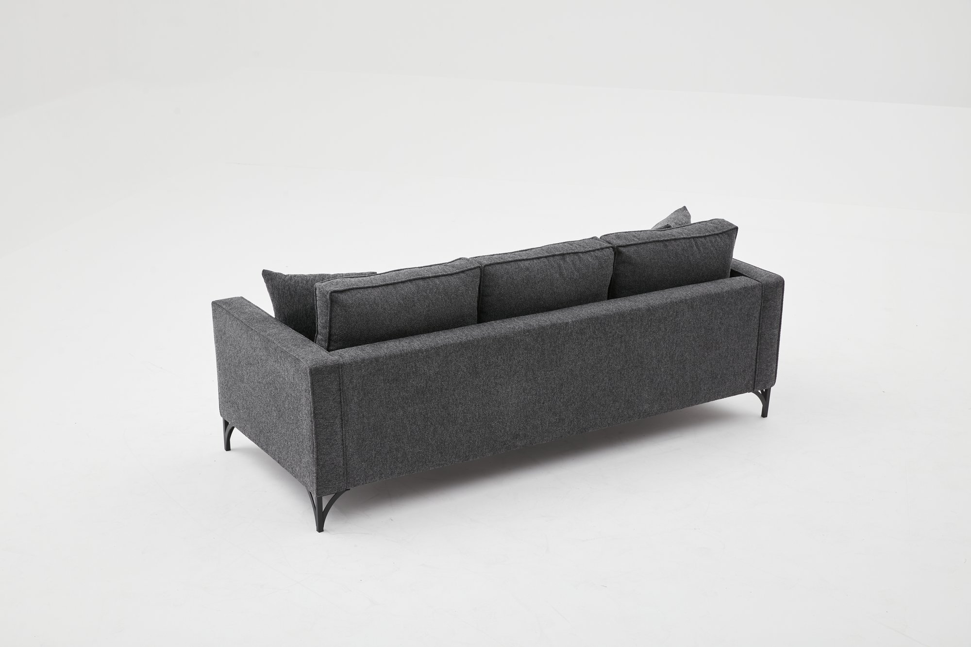 Lima Sofa 3-Sitzer Anthrazit mit schwarzen Beinen