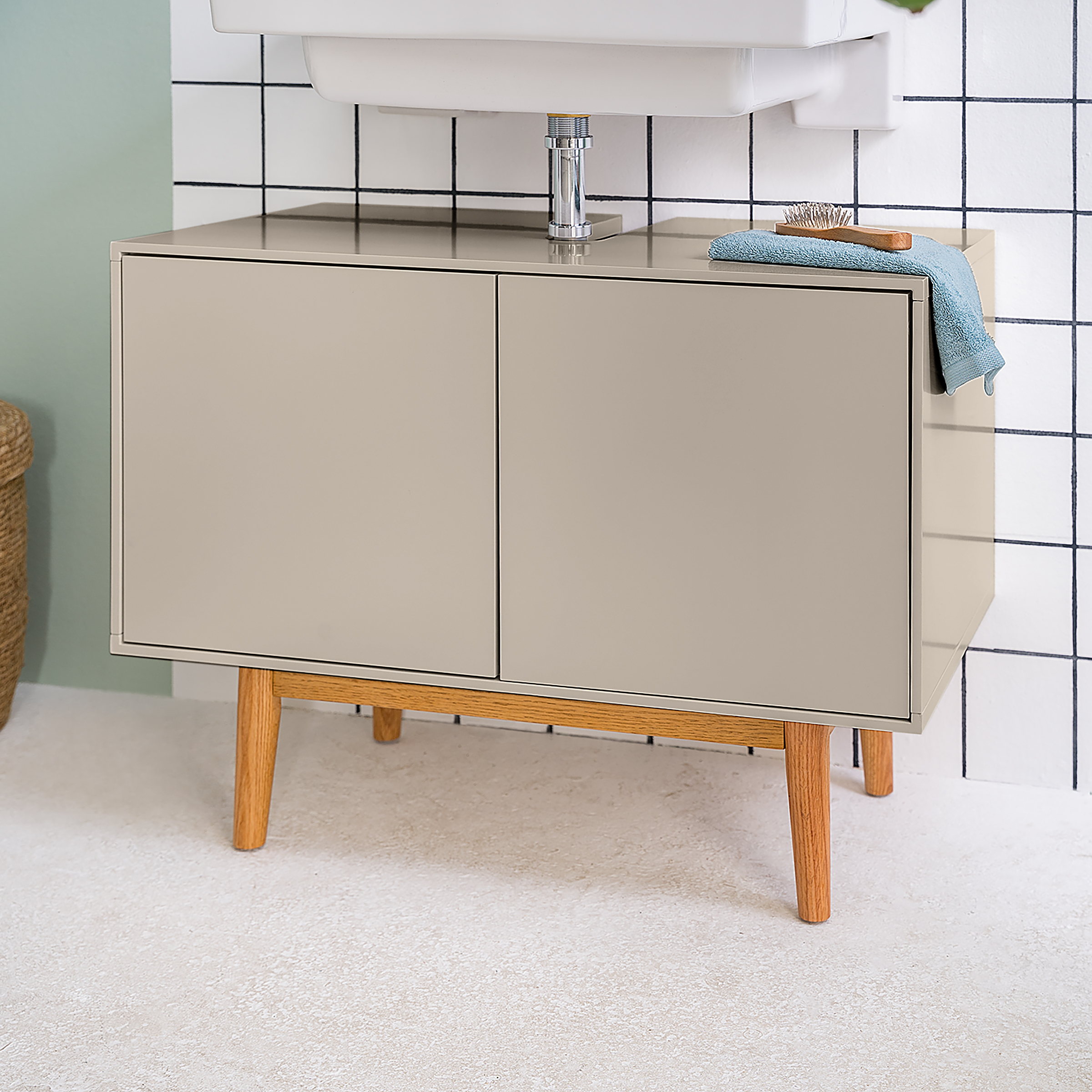 Vanity unit LINDHOLM Oak Semi-solid Taupe