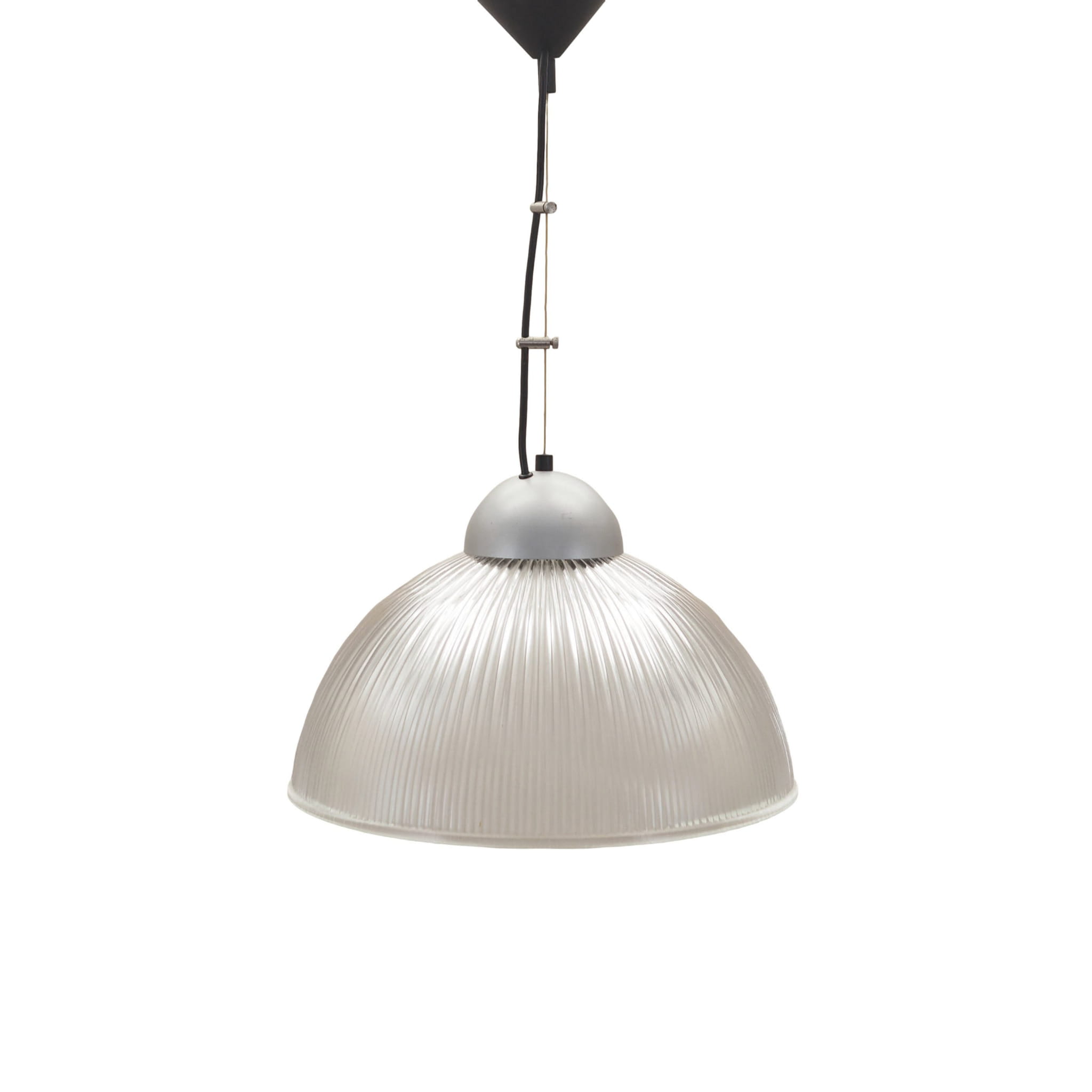 Lampada a sospensione vintage vetro plastica grigio anni '70