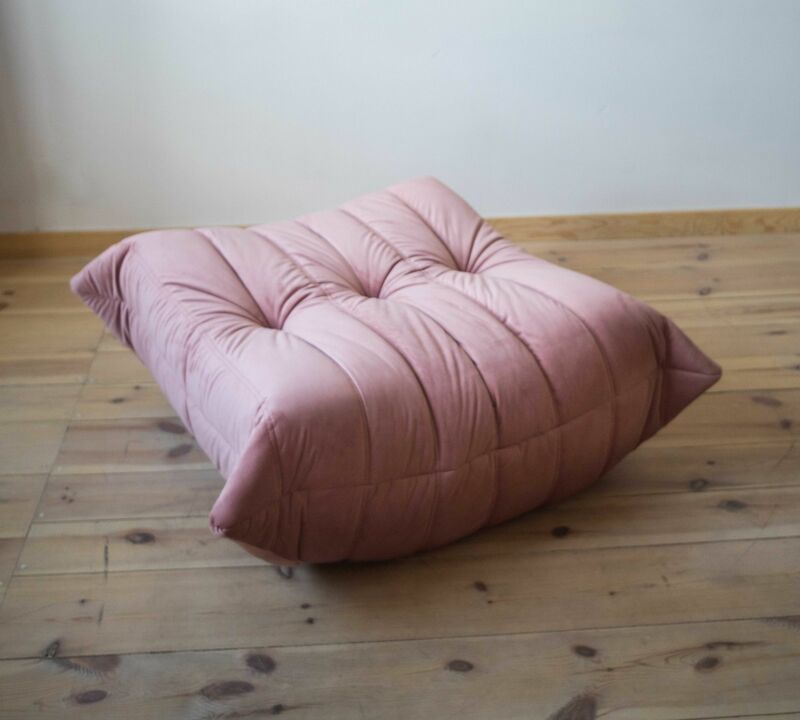 Togo Armchair and Ottoman Set Velvet Pearl Pink