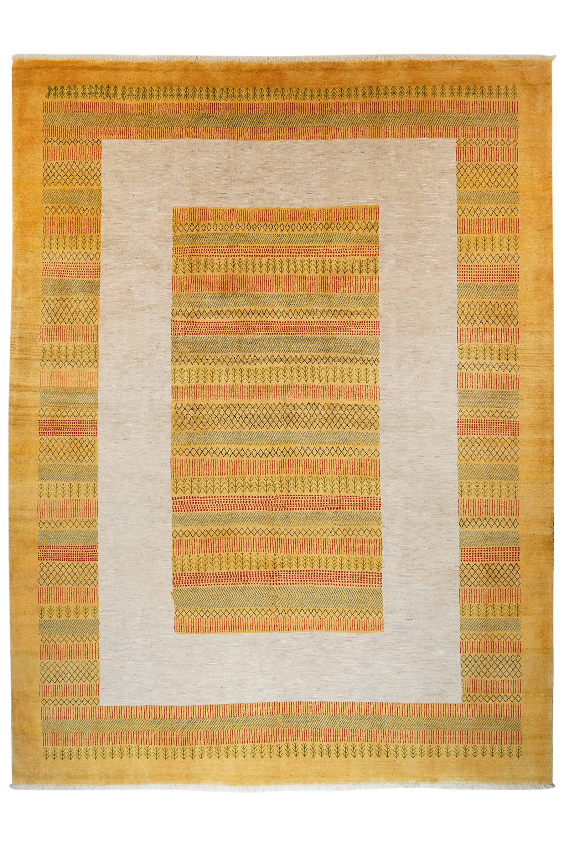 Rizbaf Gabbeh Teppich Wolle Beige